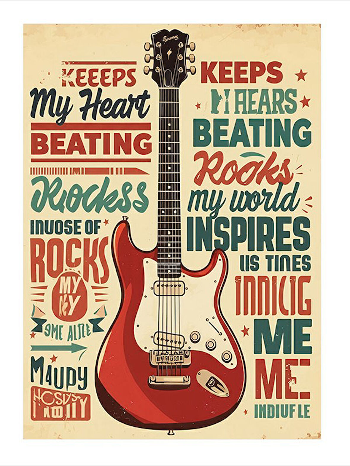 Rock Müzik Temalı Poster Art Mdf Tablo