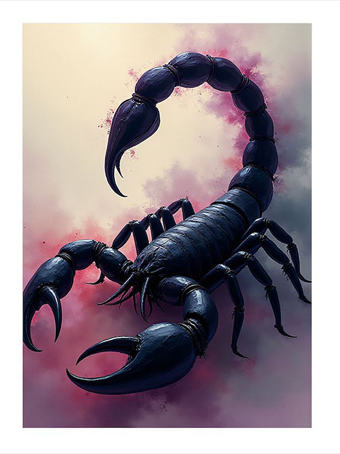 Siyah Akrep Çizimi Tasarım Ahşap Tablo