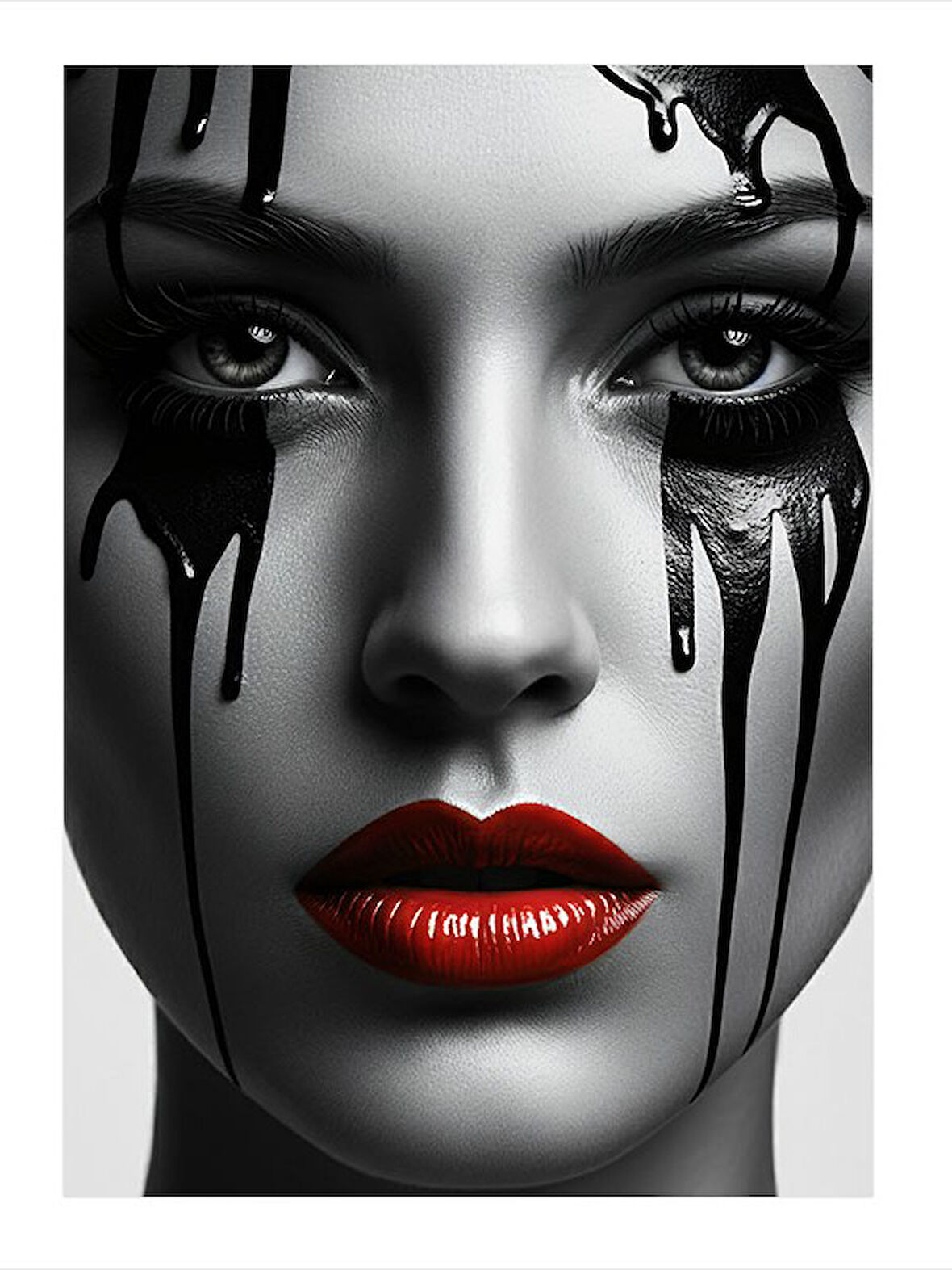 Siyah Ve Beyaz Kadın Portresi Modern Mdf Tablo