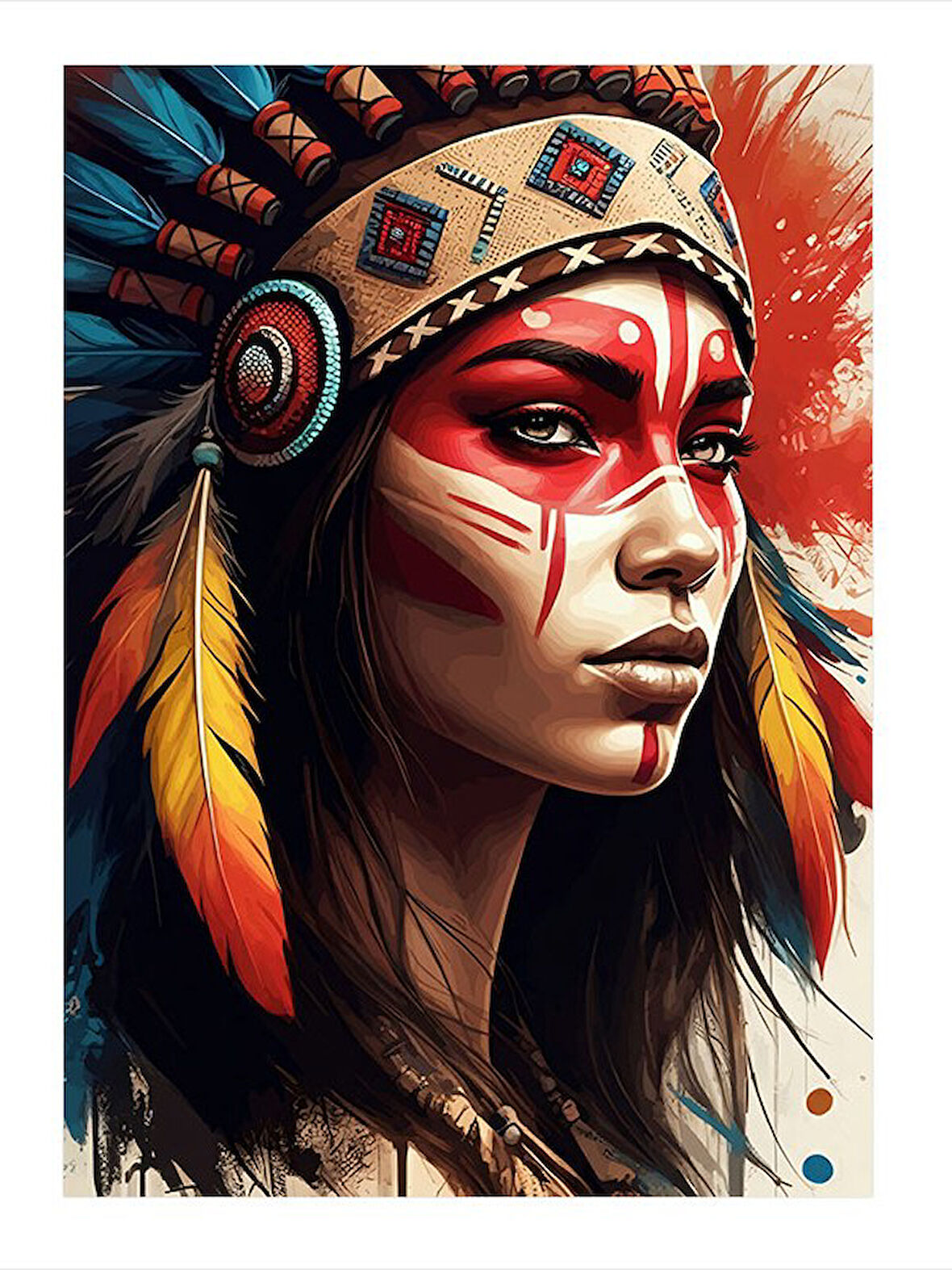 Kızılderili Kadın Portresi Mdf Tablo