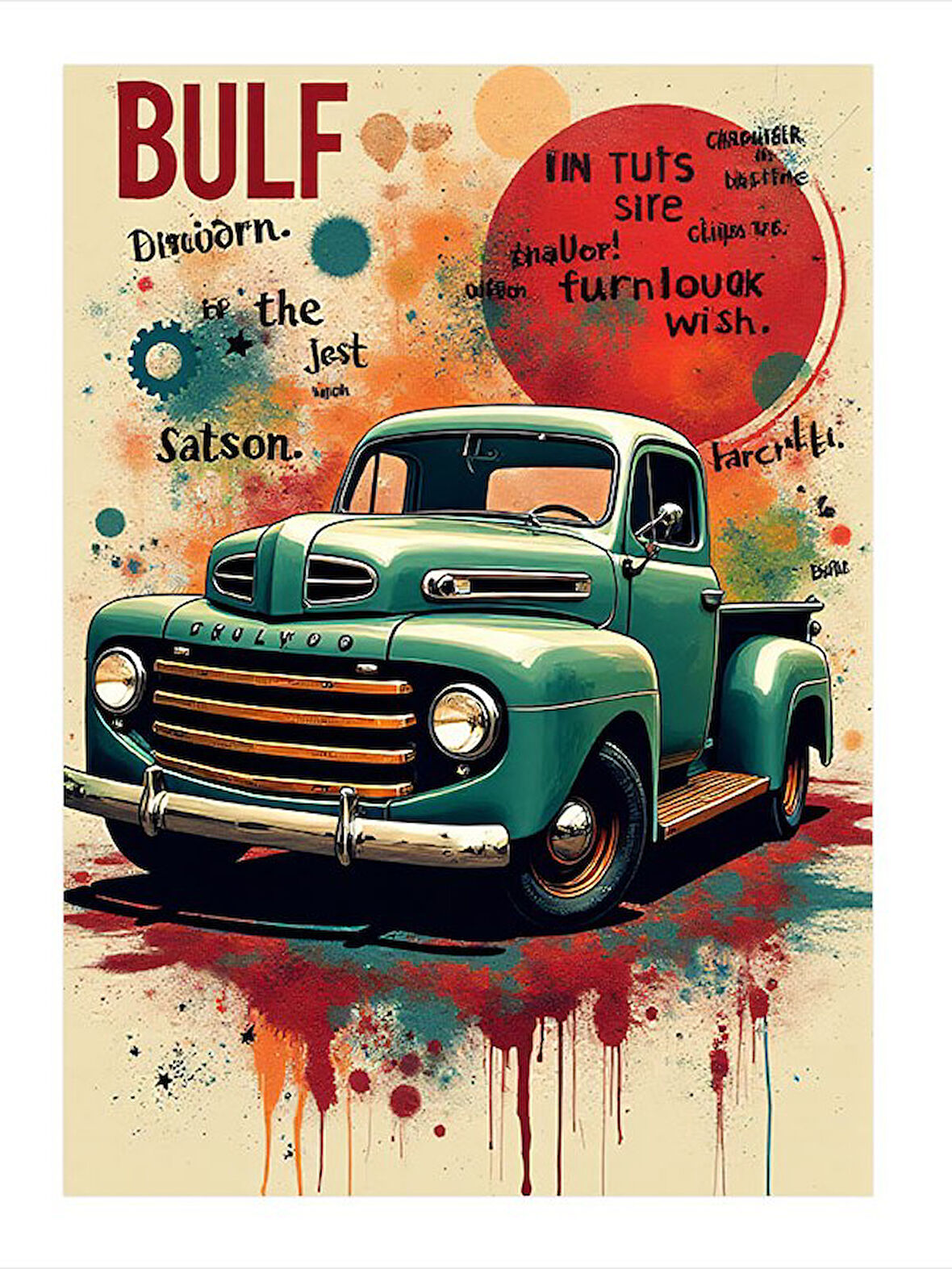 Retro Kamyon Reklamı Dekoratif Mdf Tablo