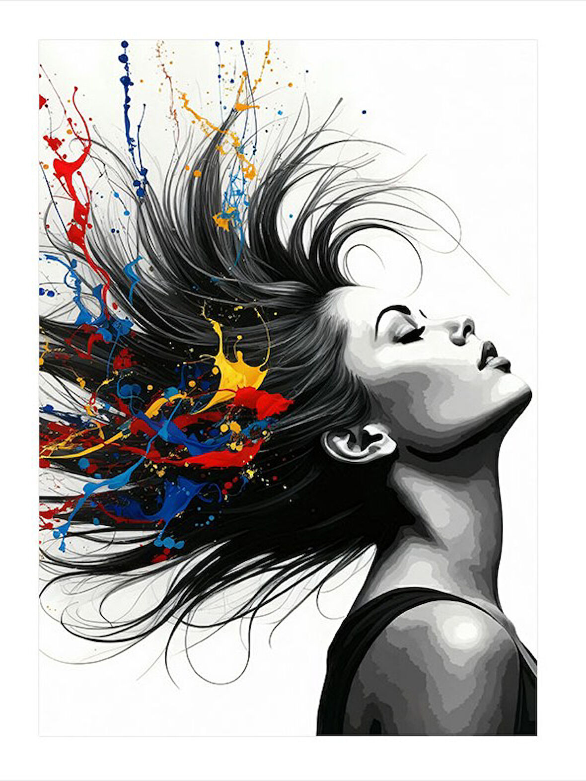 Renk Patlamasıyla Kadın Art Mdf Tablo