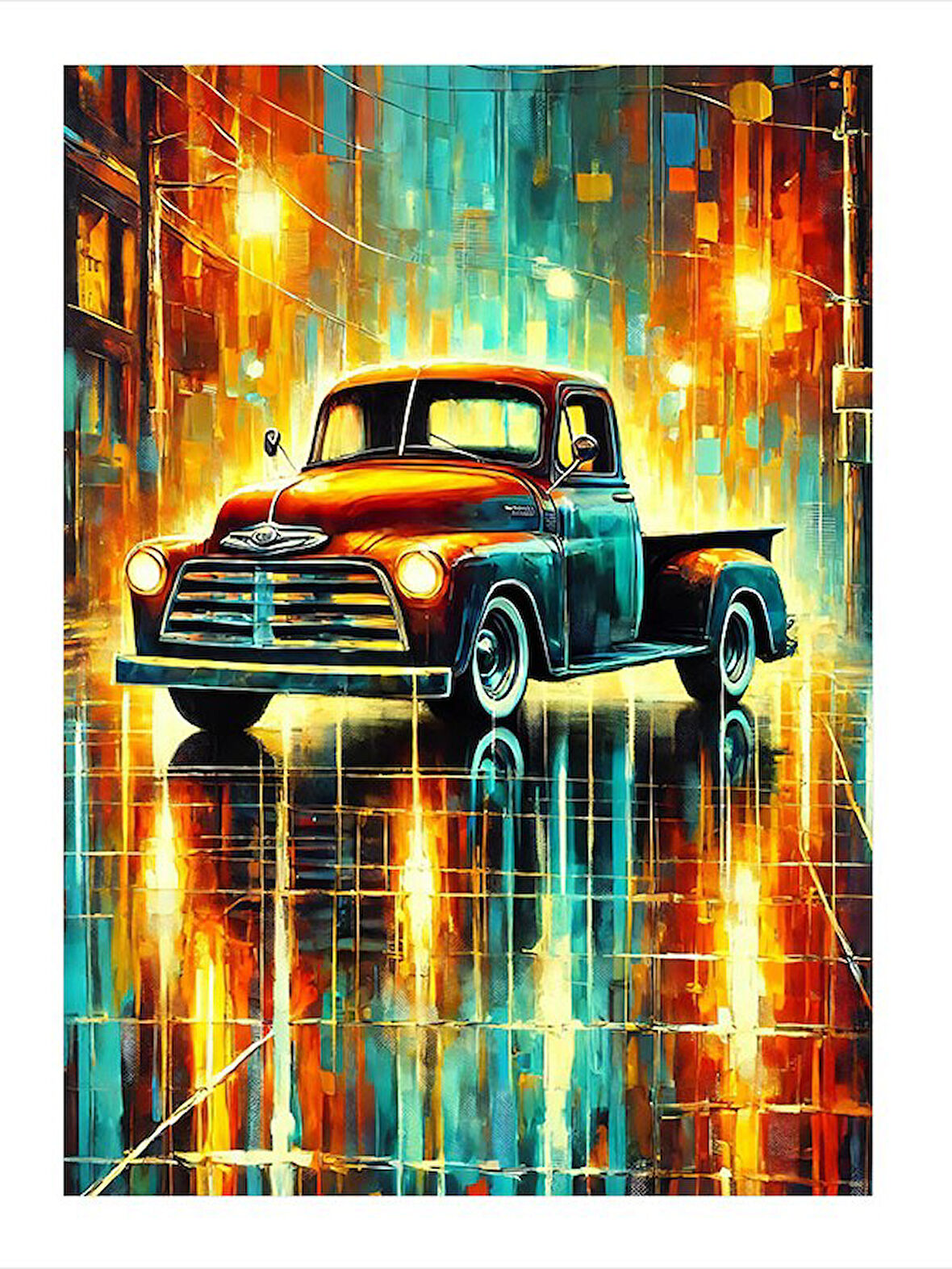 Parlayan Retro Kamyon Dekoratif Mdf Tablo