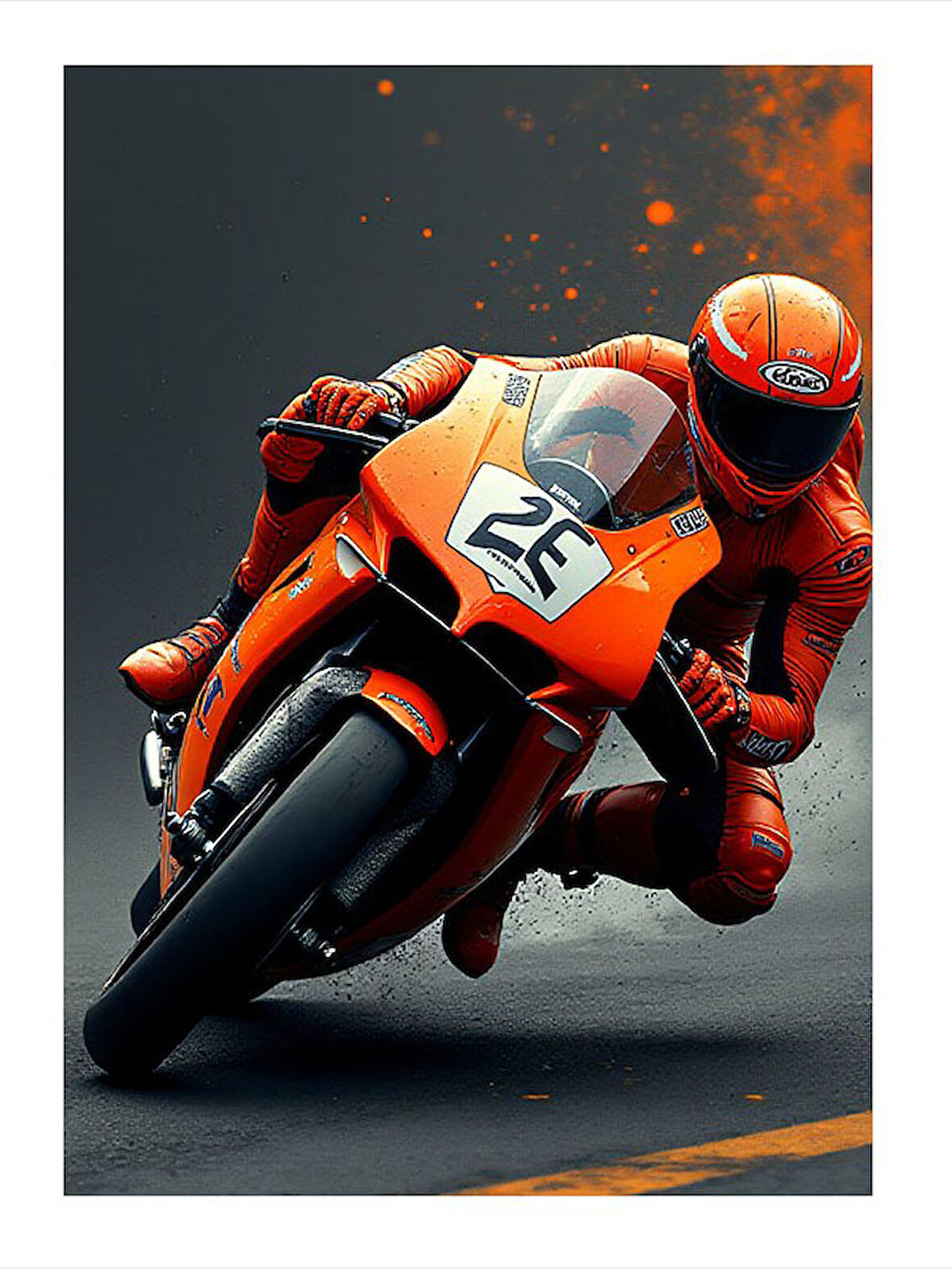 Hızlı Yarış Motosikleti Tasarım Ahşap Tablo