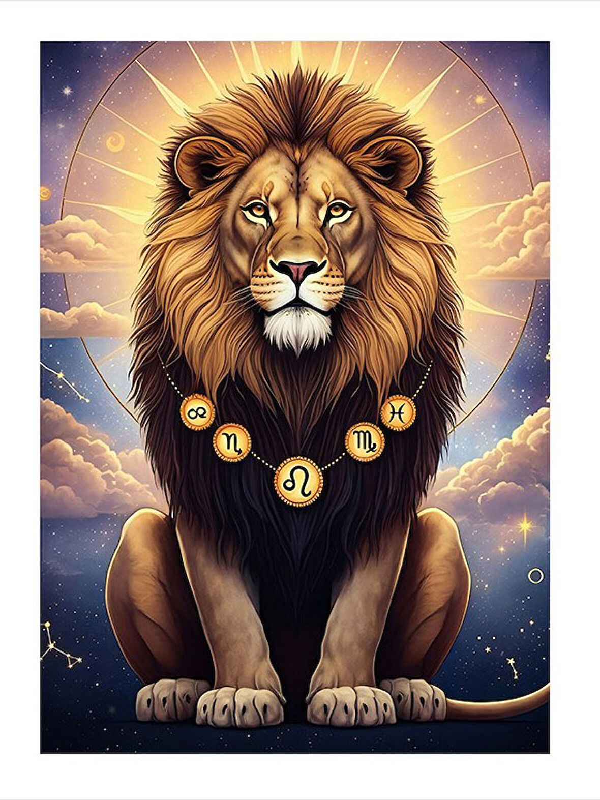 Aslan Figürü Ve Burç Simgesi Model Mdf tablo