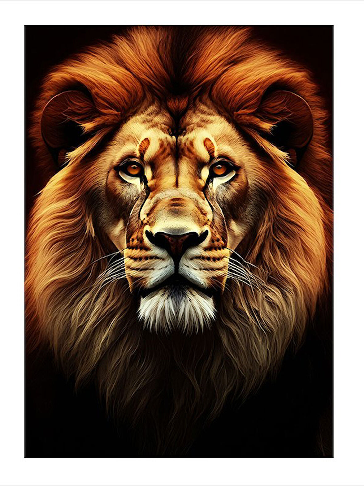 Gerçekçi Aslan Portresi Modern Ahşap Tablo
