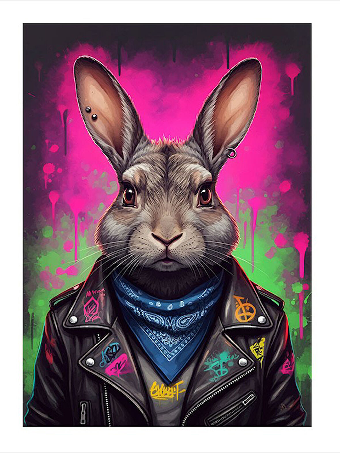 Ceketli Tavşan Karakteri Hediyelik Ahşap Tablo