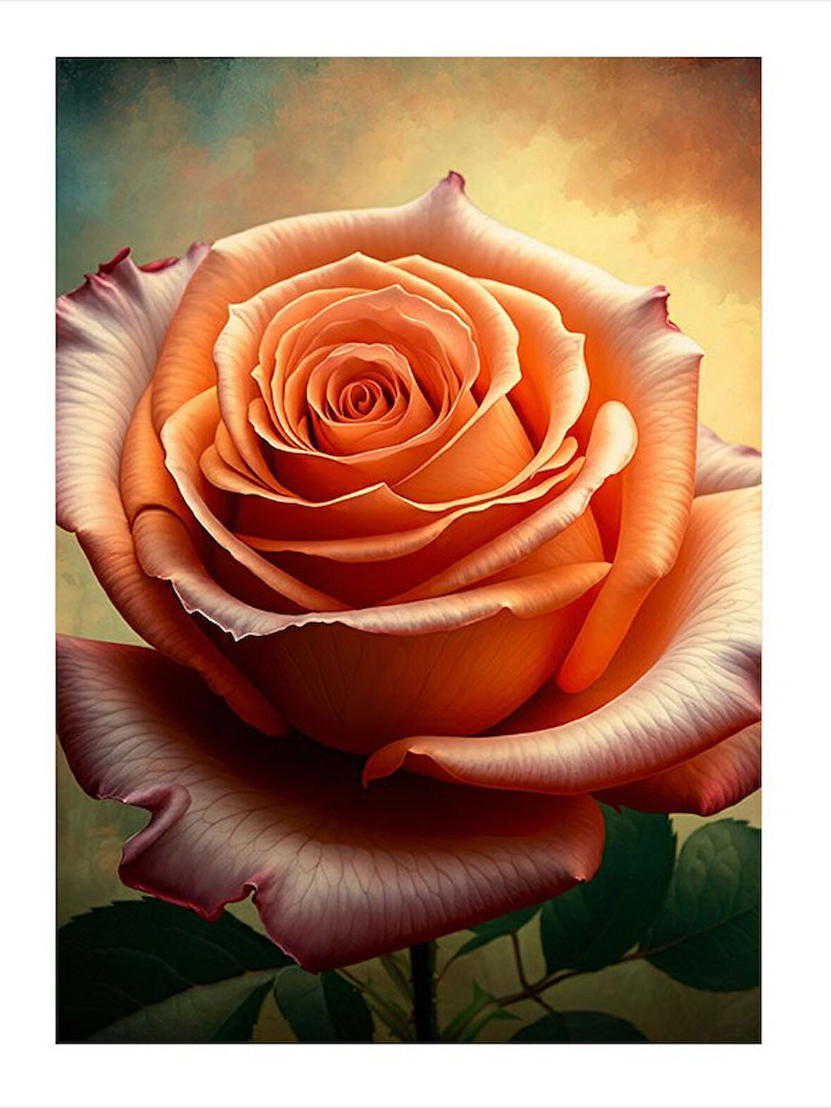 Yumuşak Tonlarda Gül Çizimi Art Mdf Tablo