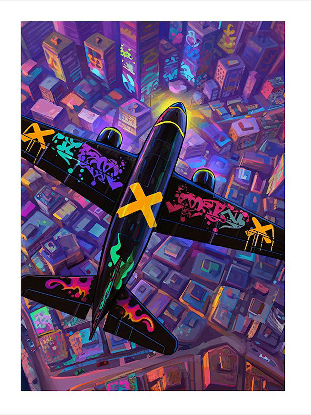 Renkli Uçak Ve Gökyüzü Tasarımı Tasarım Mdf Tablo