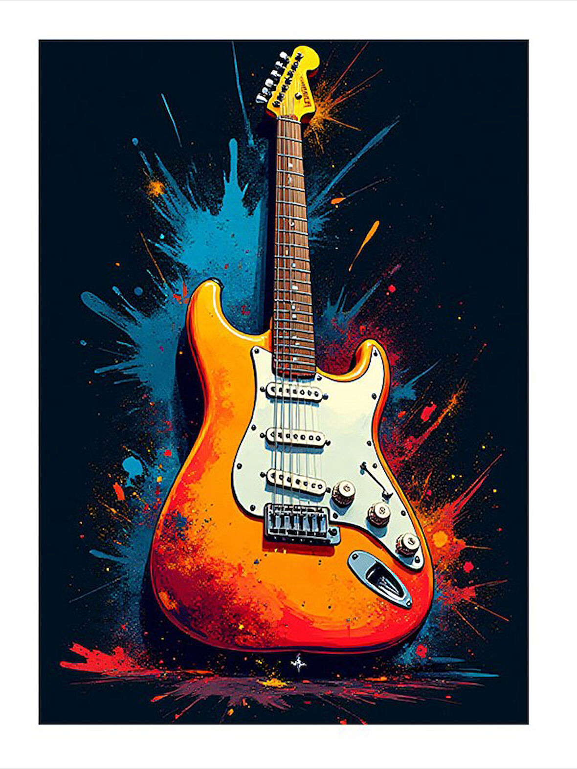 Alevli Elektro Gitar Model Ahşap Tablo