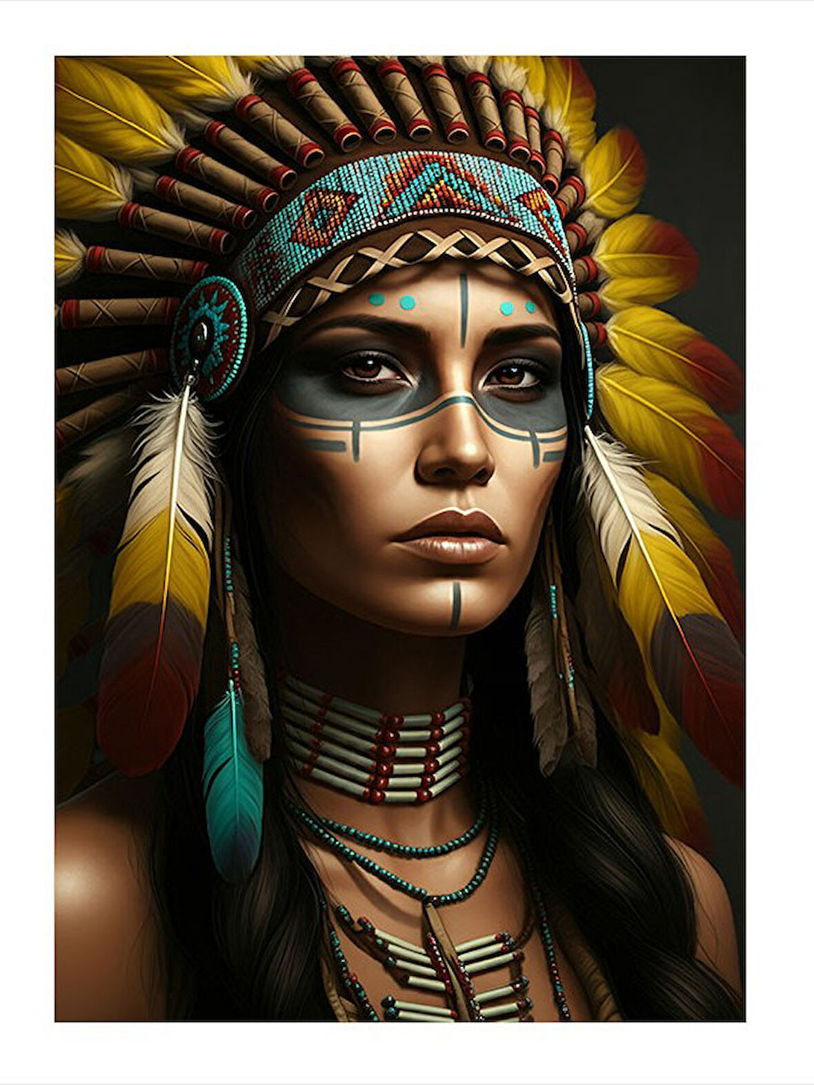 Kızılderili Kadın Figürü Hediyelik Mdf Tablo