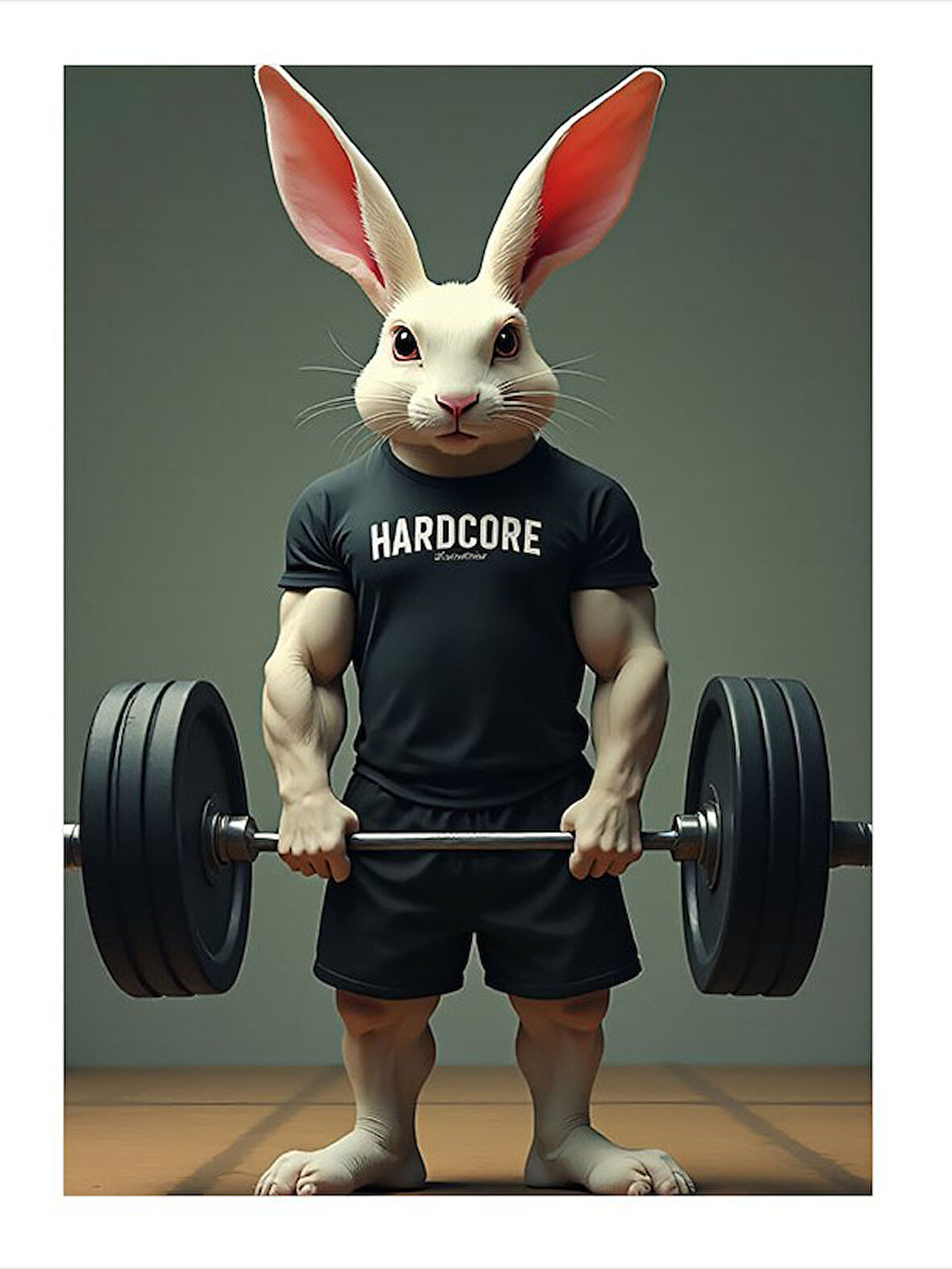 Ağırlık Kaldıran Tavşan Dekoratif ahşap Tablo