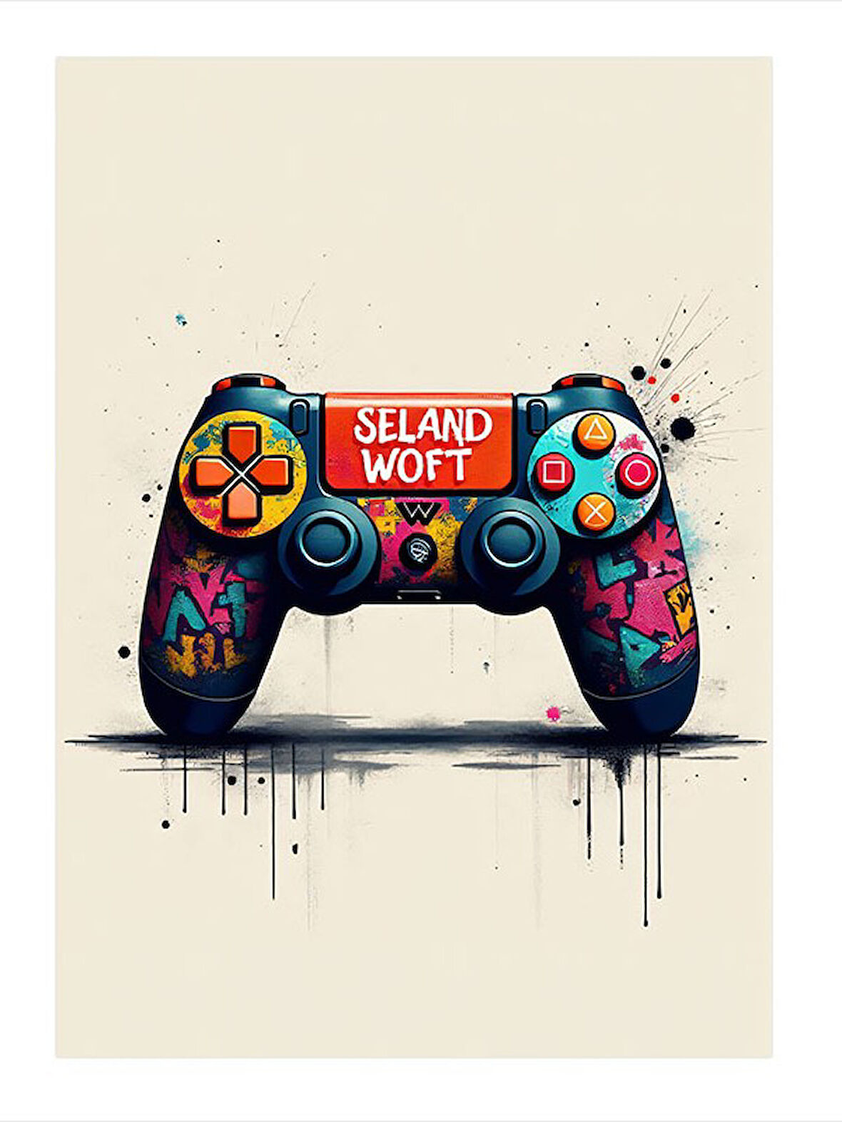 Renkli Joystick Tasarımı Modern Ahşap Tablo