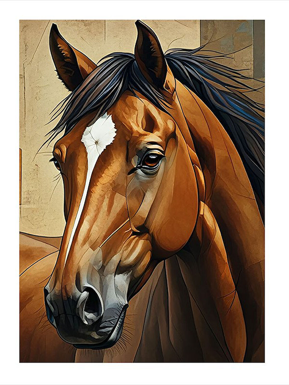 Güzel At Portresi Mdf Tablo