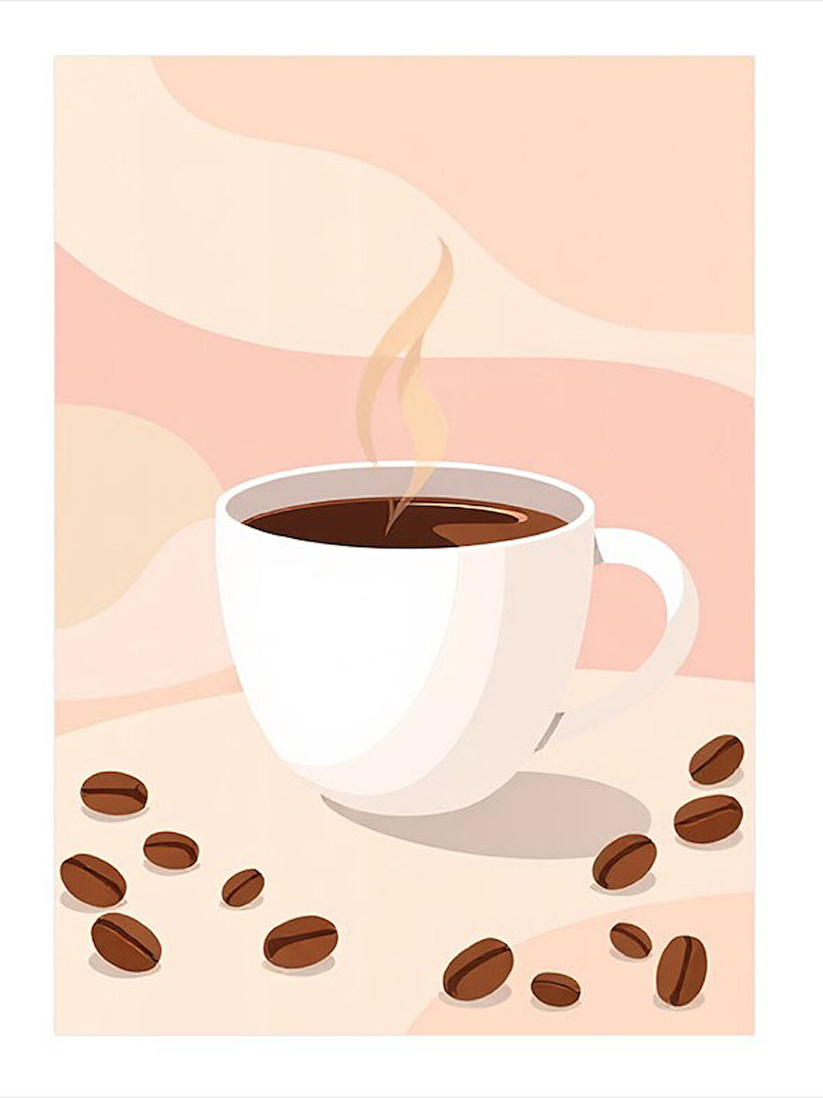 Kahve Ve Kahve Çekirdekleri Desenli Mdf Tablo