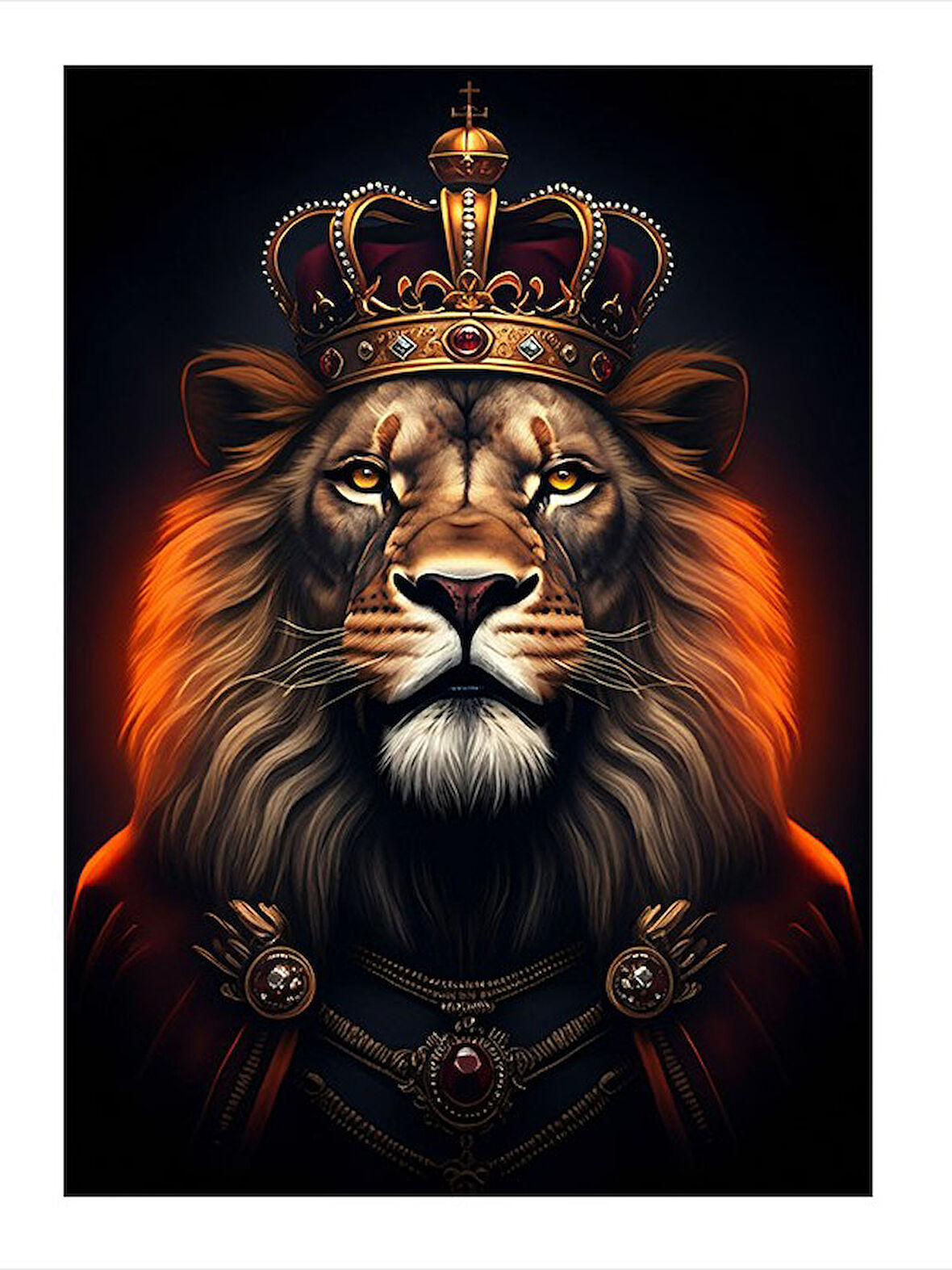 Aslan Kral Portresi Desenli Mdf Tablo