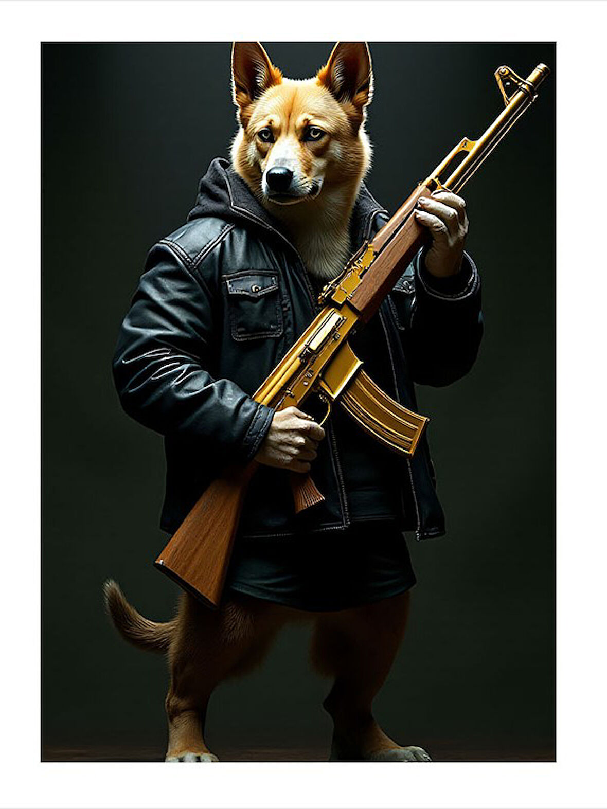 Silahlı Köpek Hediyelik Mdf Tablo