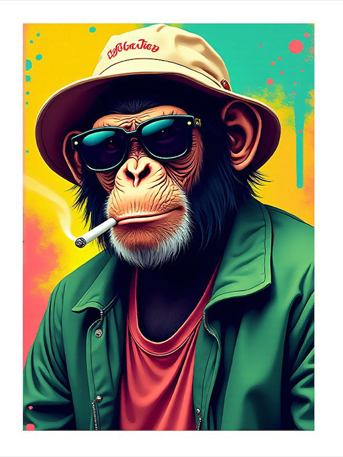 Güneş Gözlüğü Takmış Maymun Mdf Tablo