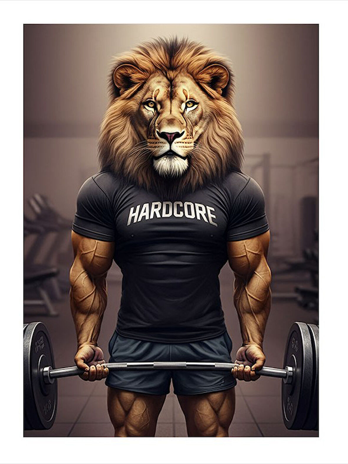 Ağırlık Kaldıran Aslan Mdf poster