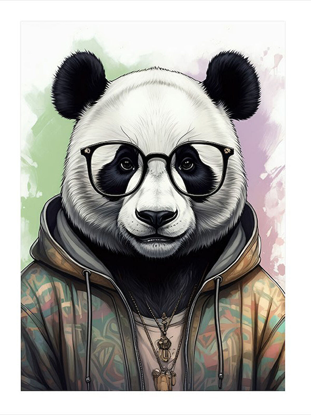 Renkli Elbiseli Panda Tasarım Mdf Tablo