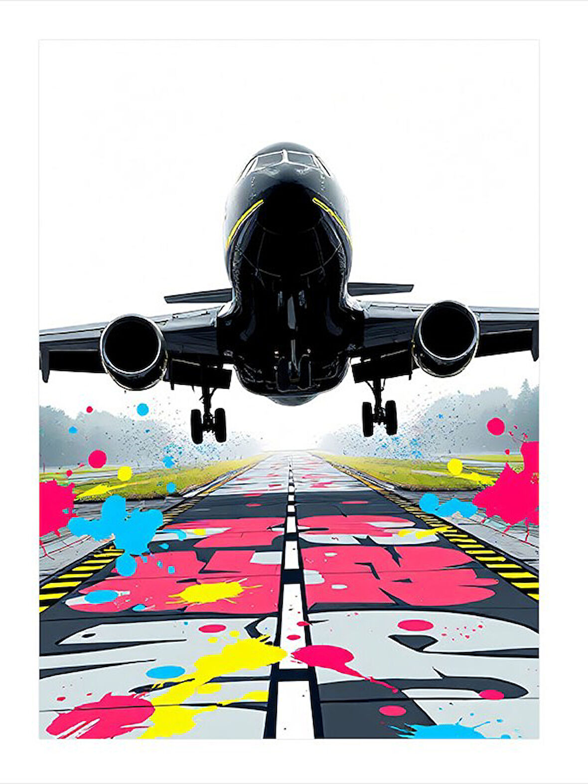 Modern Uçak Ve Renkli Grafik Hediyelik Ahşap Tablo