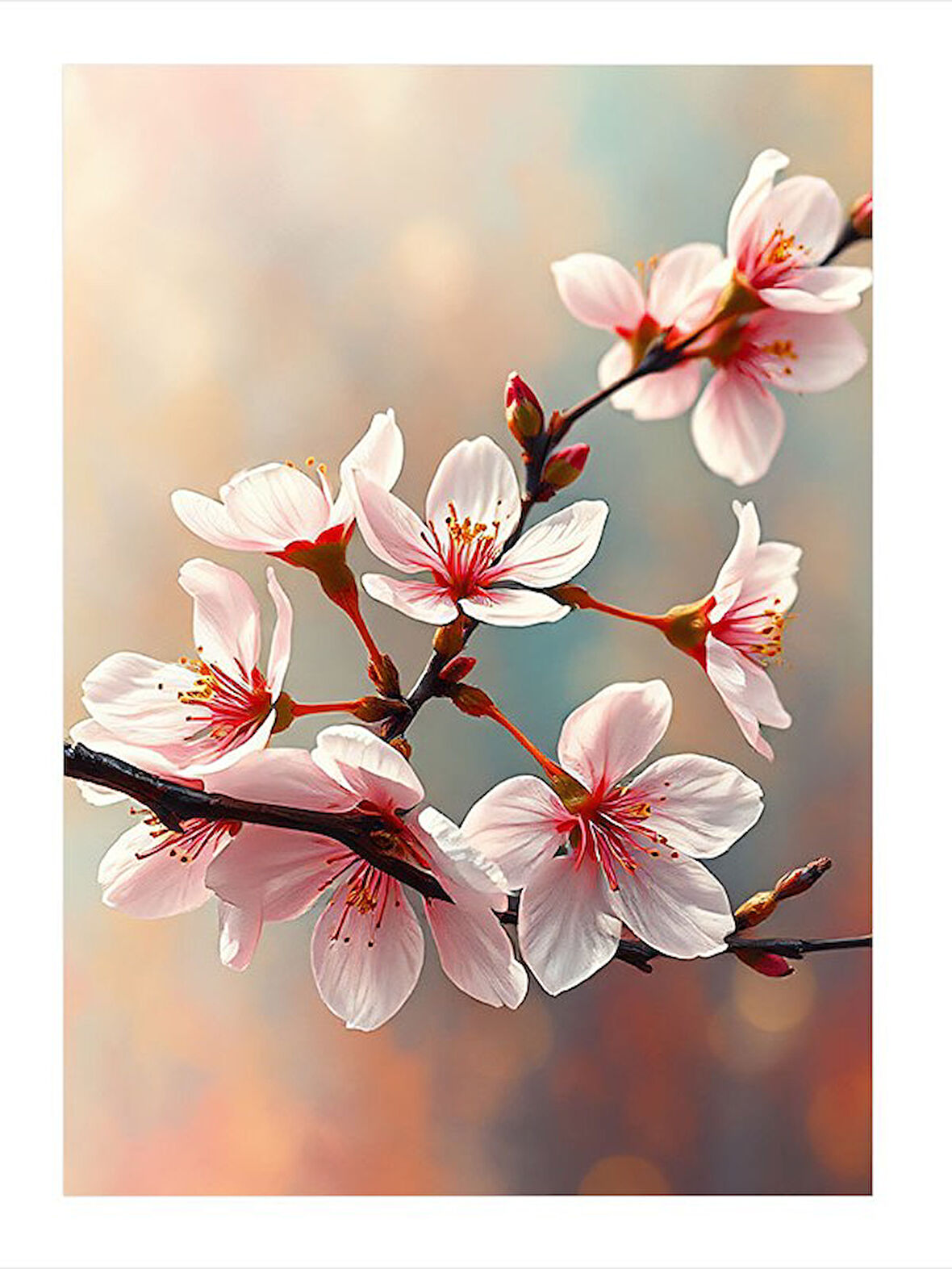 Kiraz Çiçeği Dalı Mdf Tablo