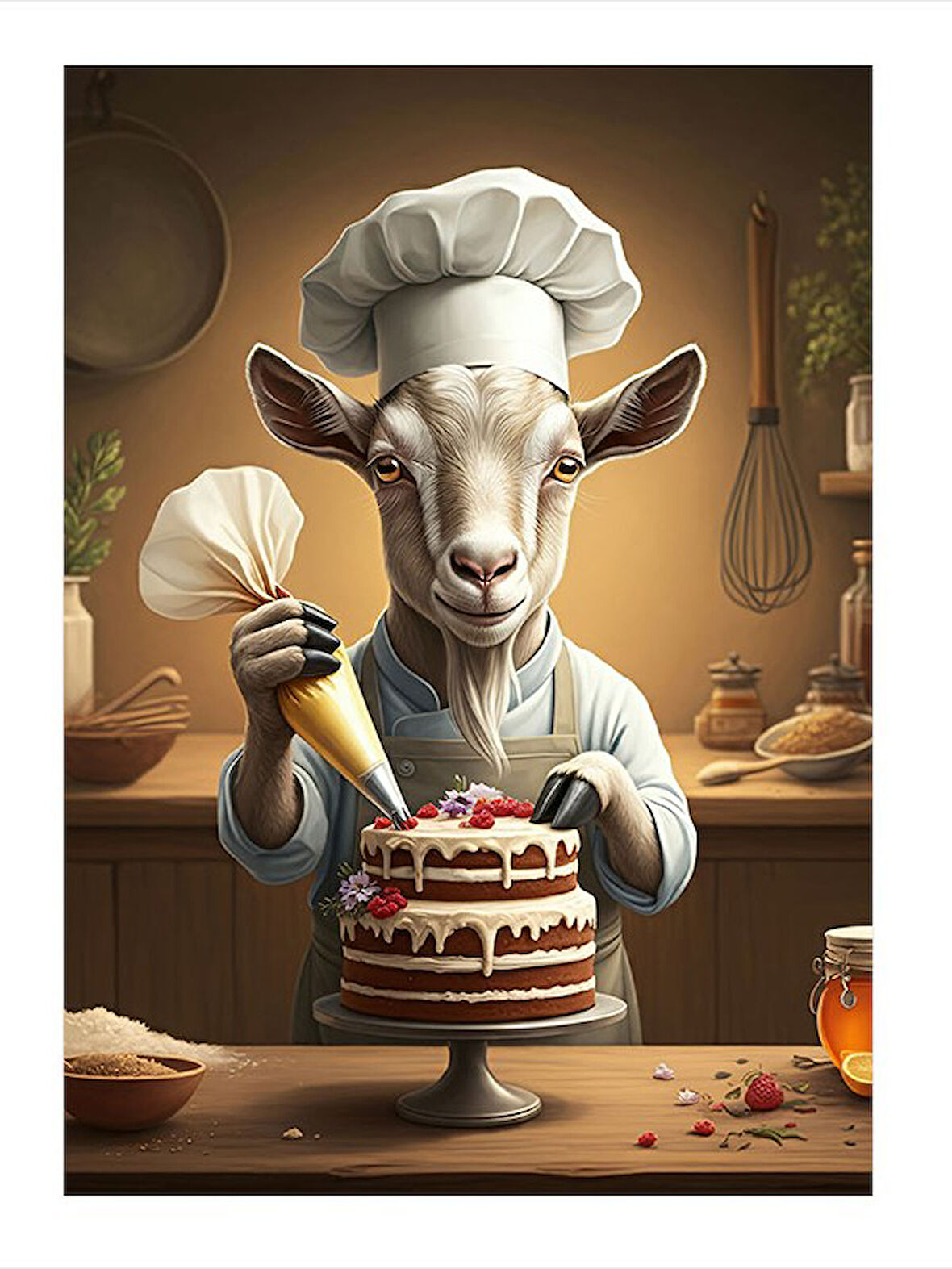 Pasta Hazırlayan Keçi Model Mdf tablo