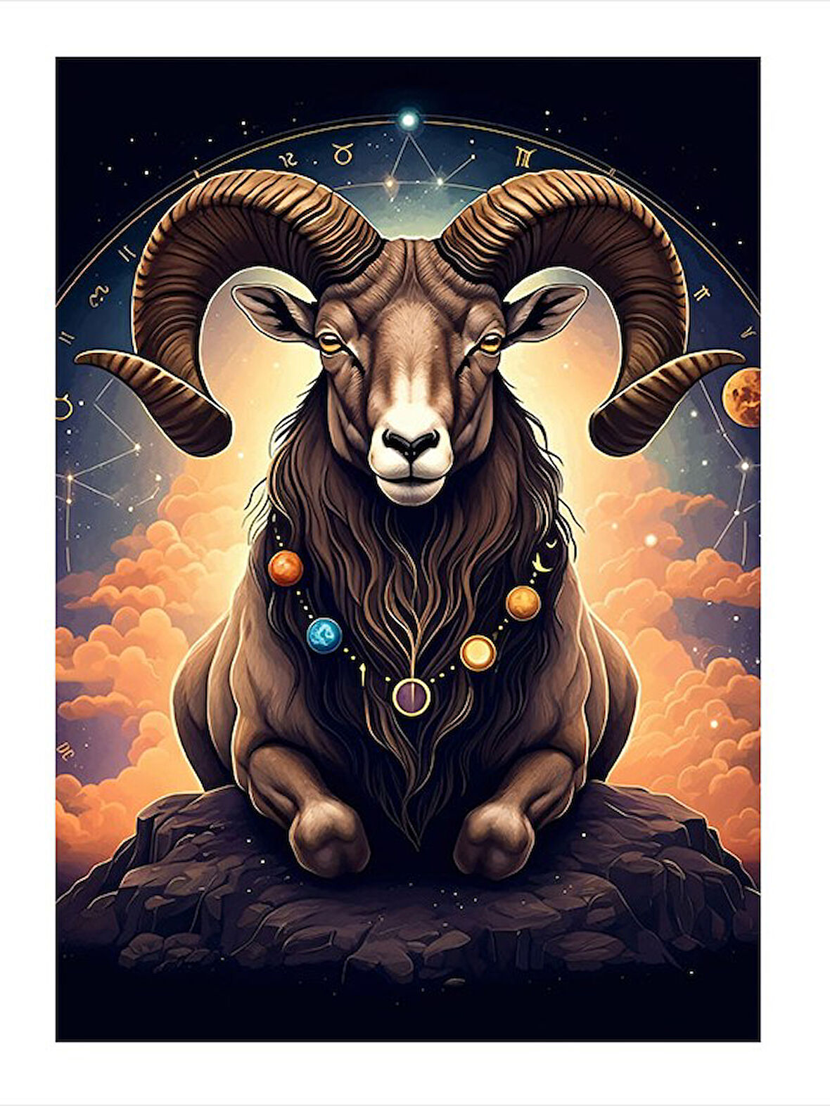 Koç Burcu Figürü Hediyelik Ahşap Tablo