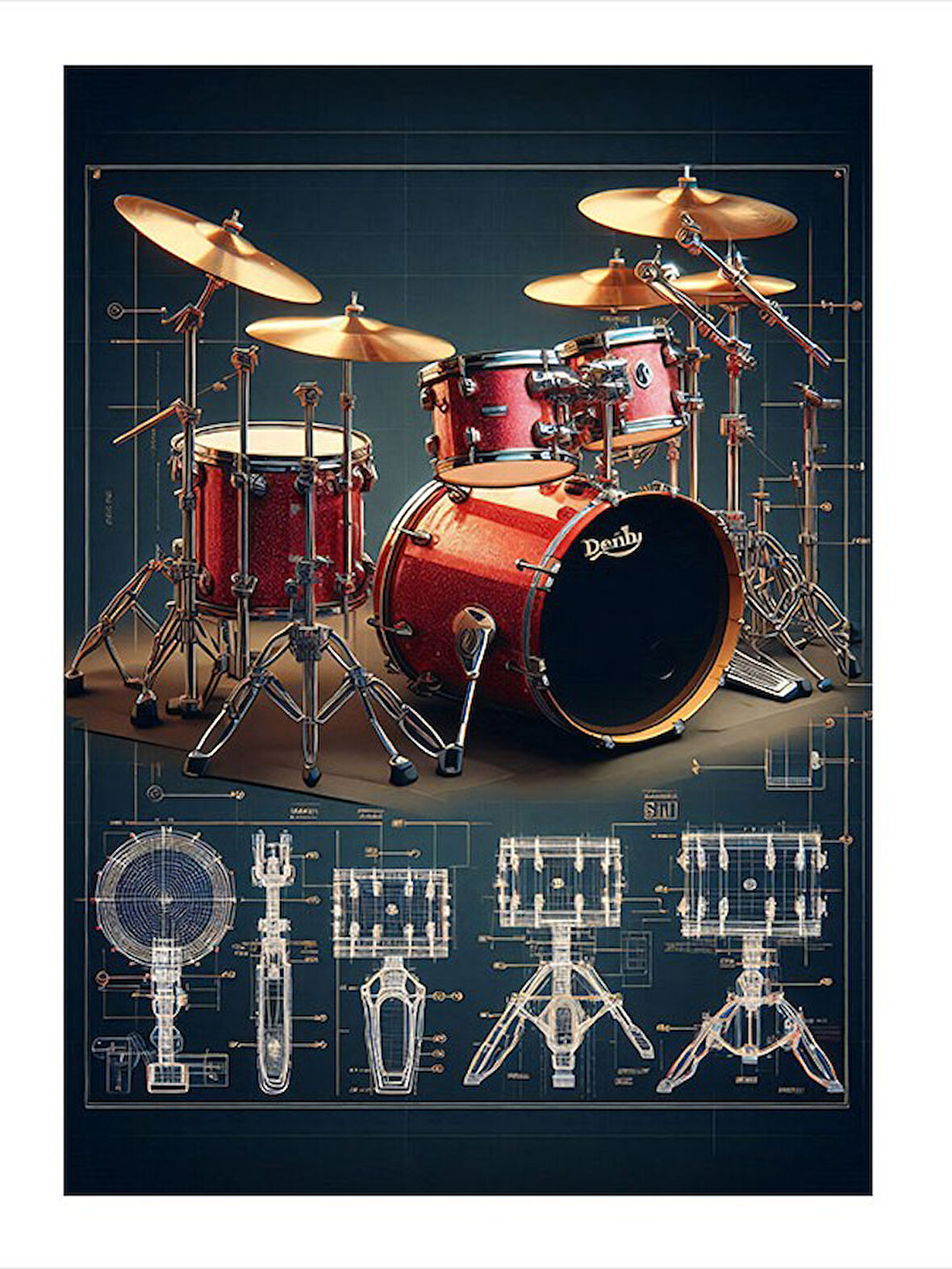 Kırmızı Davul Seti  Model Mdf tablo