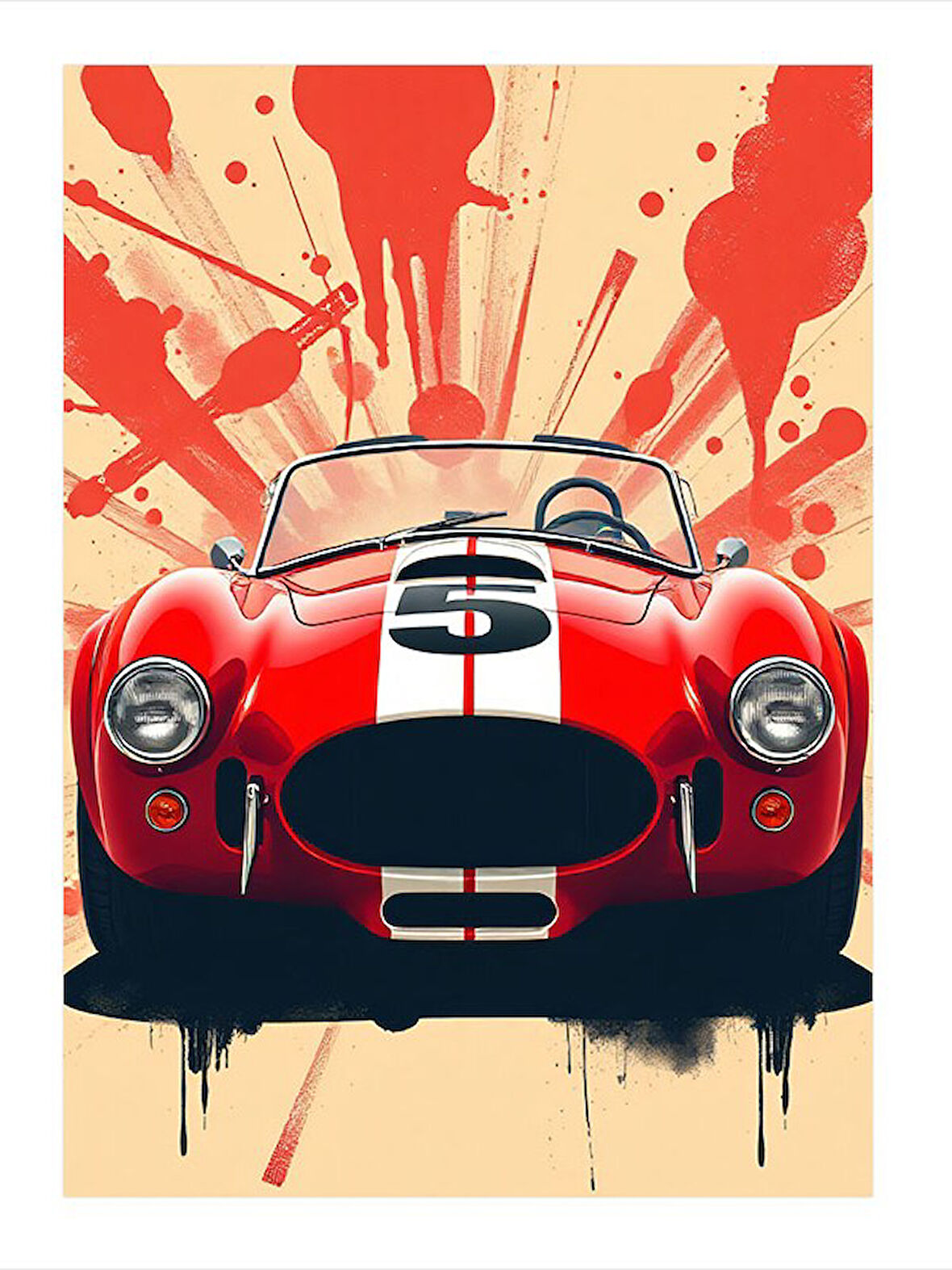 Klasik Kırmızı Spor Araba İllüstrasyonu Hediyelik Mdf Tablo