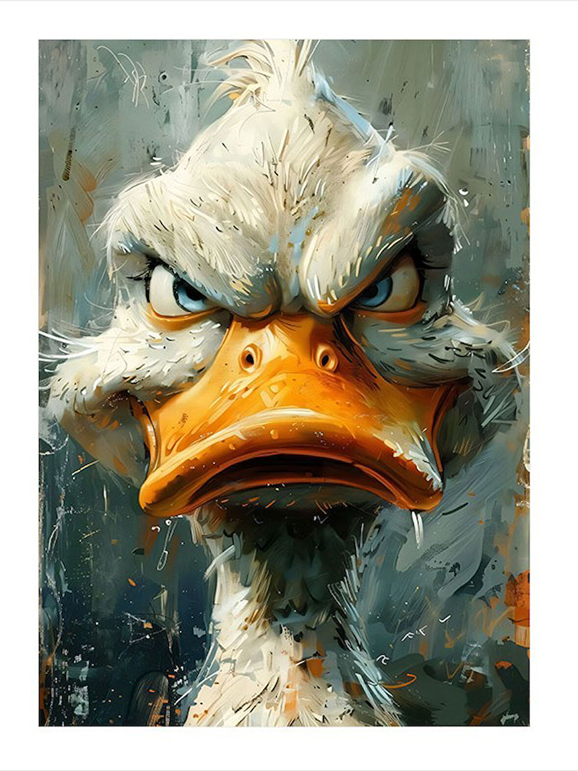 Agresif Bakışlı Ördek Ve Su Deseni Art Mdf Poster