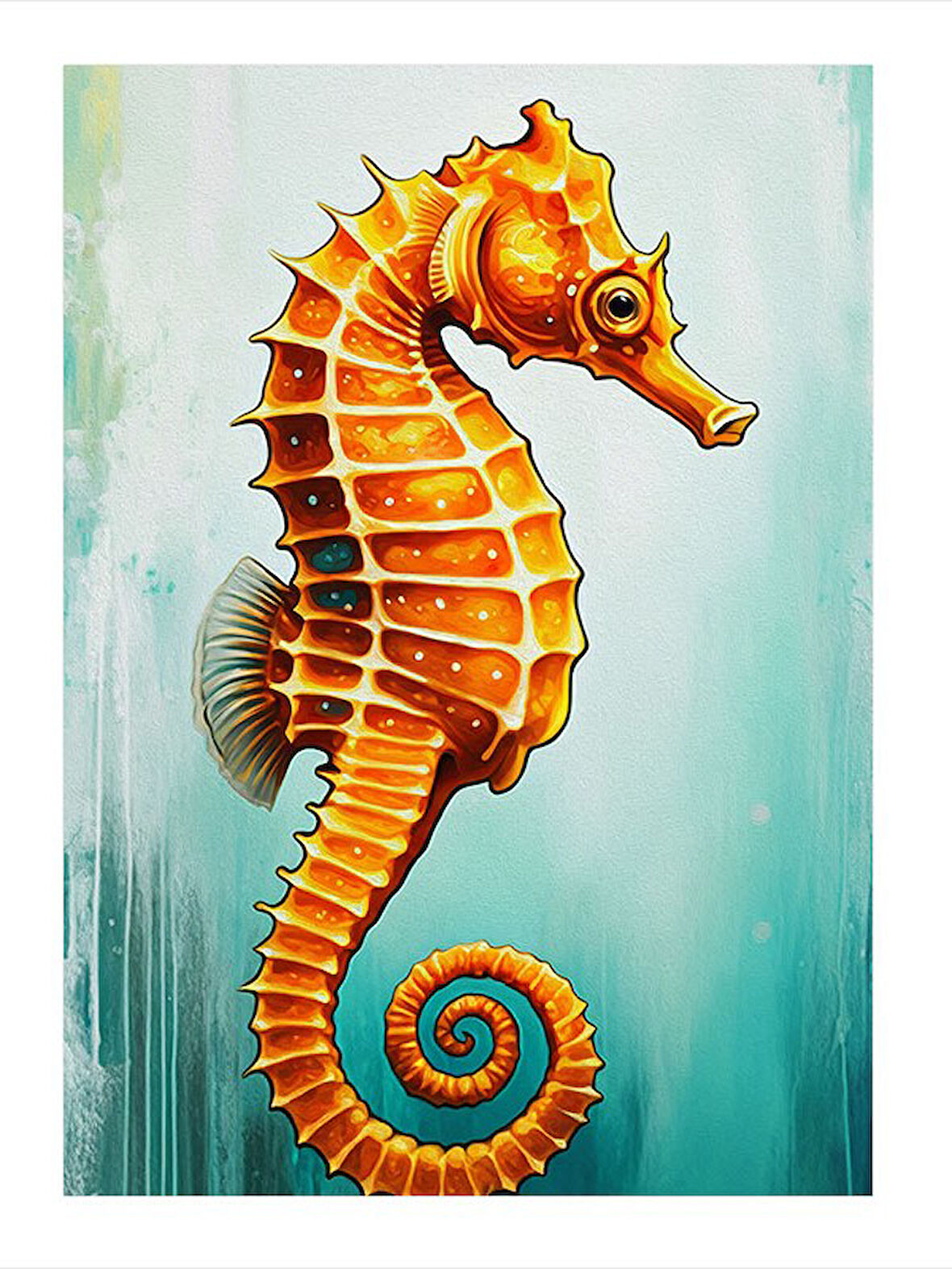Renkli Denizatı İllüstrasyonu Desenli Ahşap Tablo