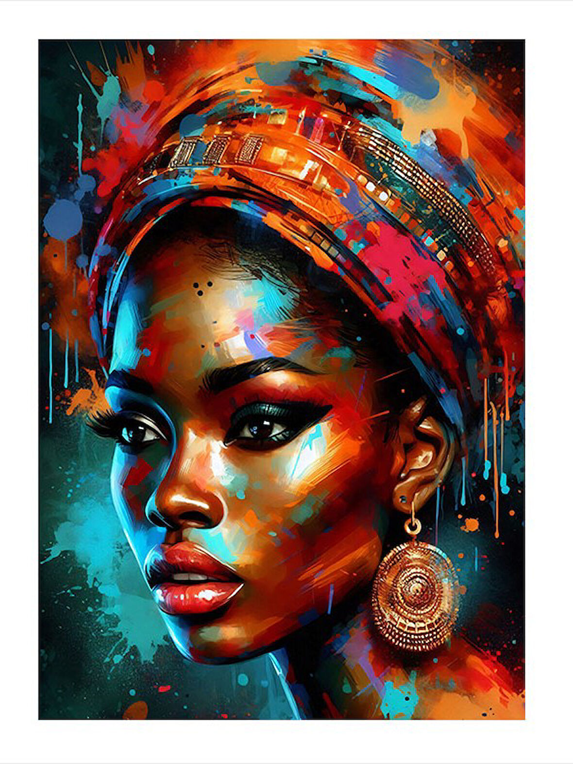 Etnik Ve Renkli Kadın Portresi Desenli Mdf Tablo