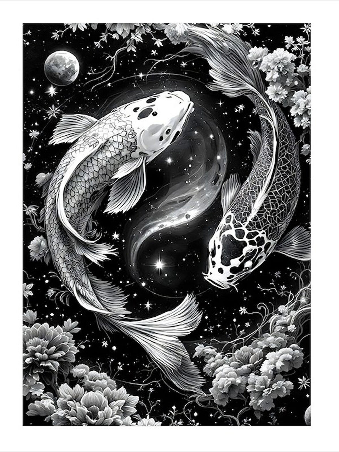 Yin-Yang Balık Döngüsü Tasarımı Tasarım Mdf Tablo