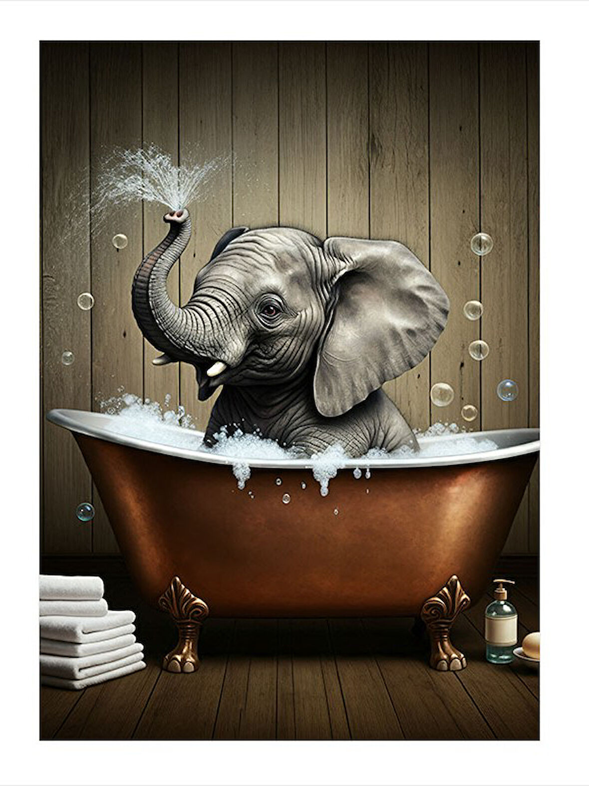 Küvette Oturan Fil Model Mdf tablo