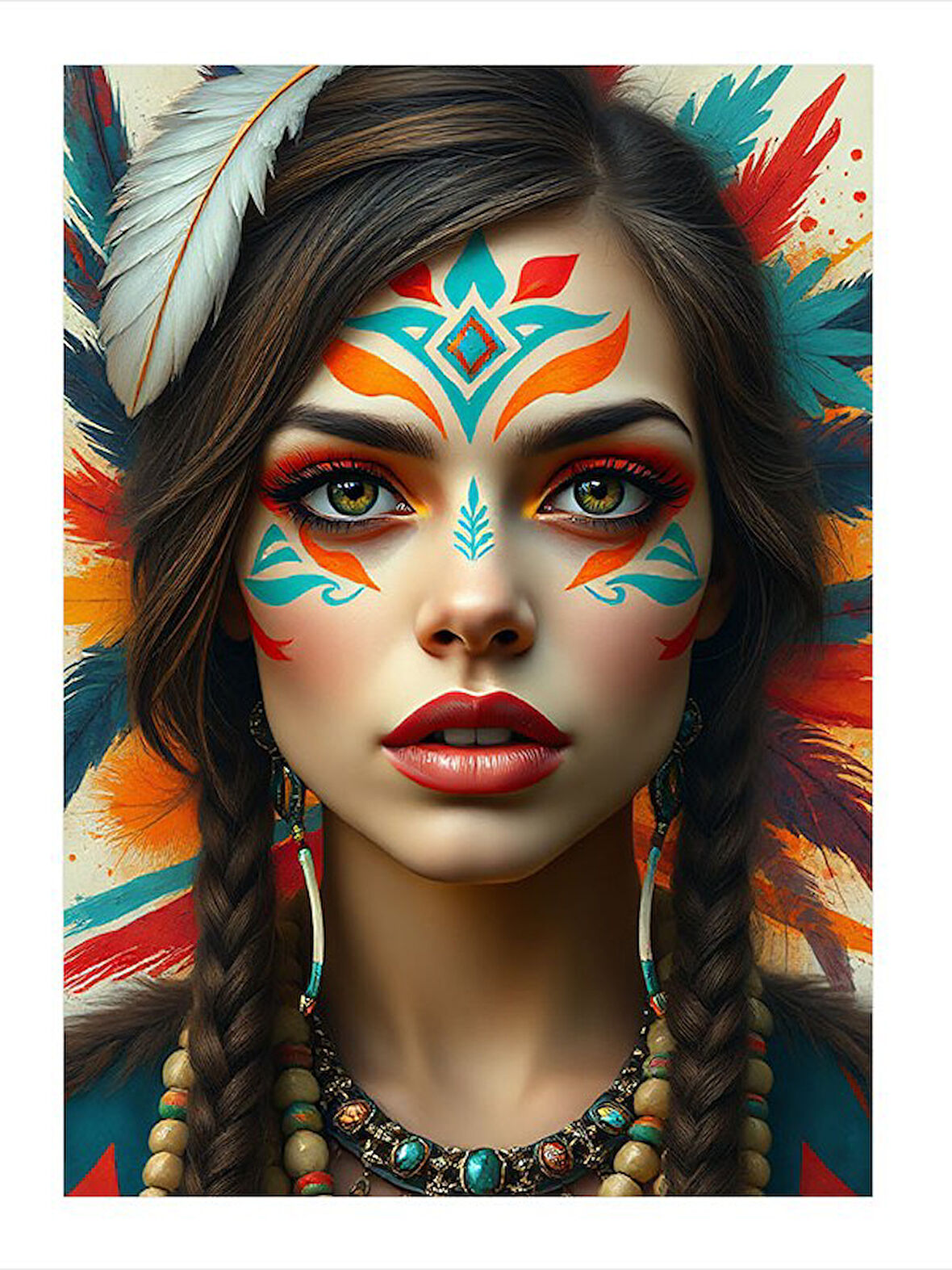 Süslenmiş Kadın Modern Ahşap Tablo