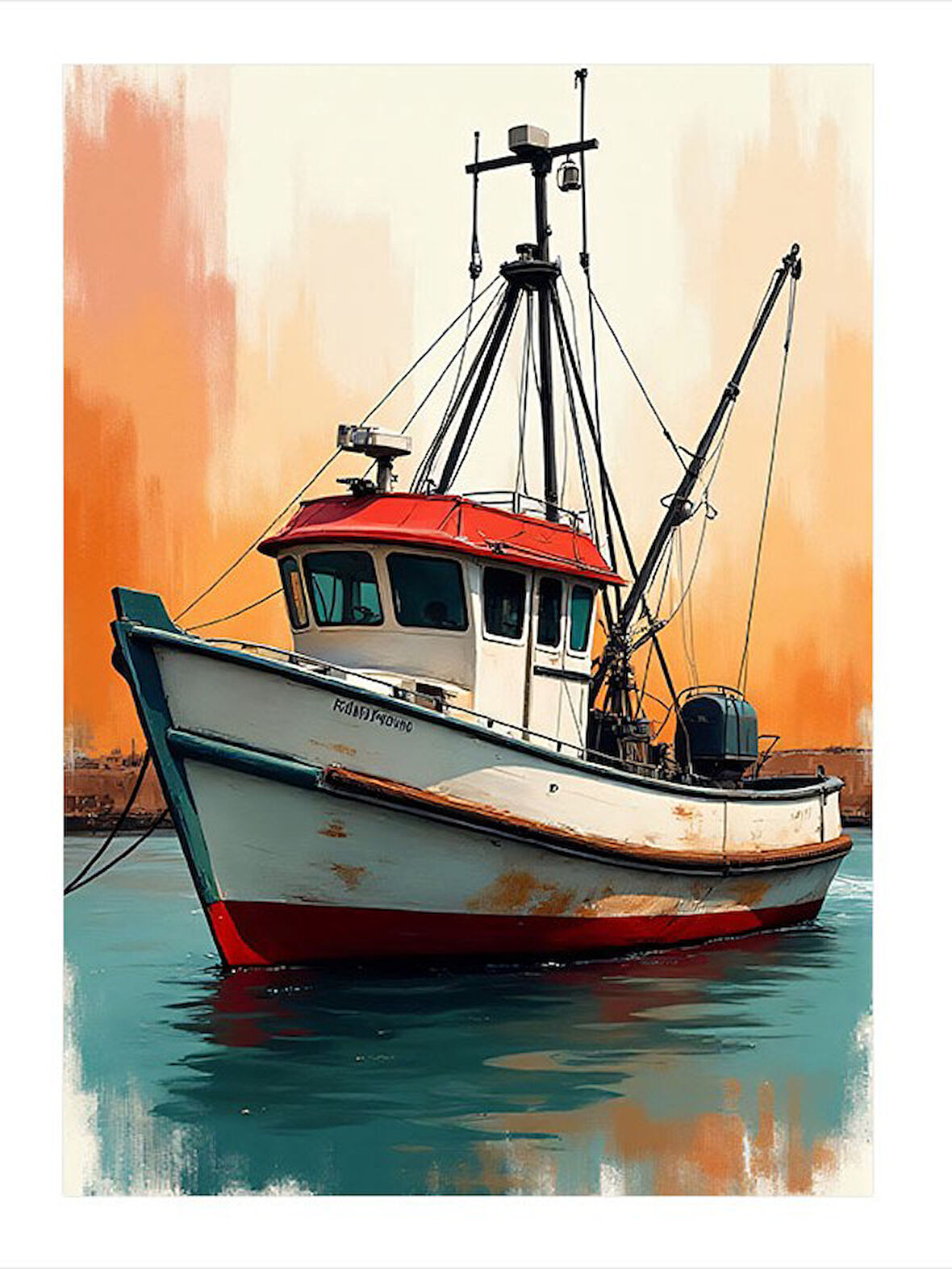 Balıkçı Teknesi  Model Ahşap Tablo