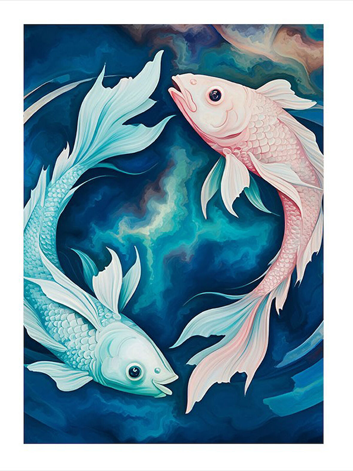 Dönen Balık Çemberi Ve Su Mdf poster