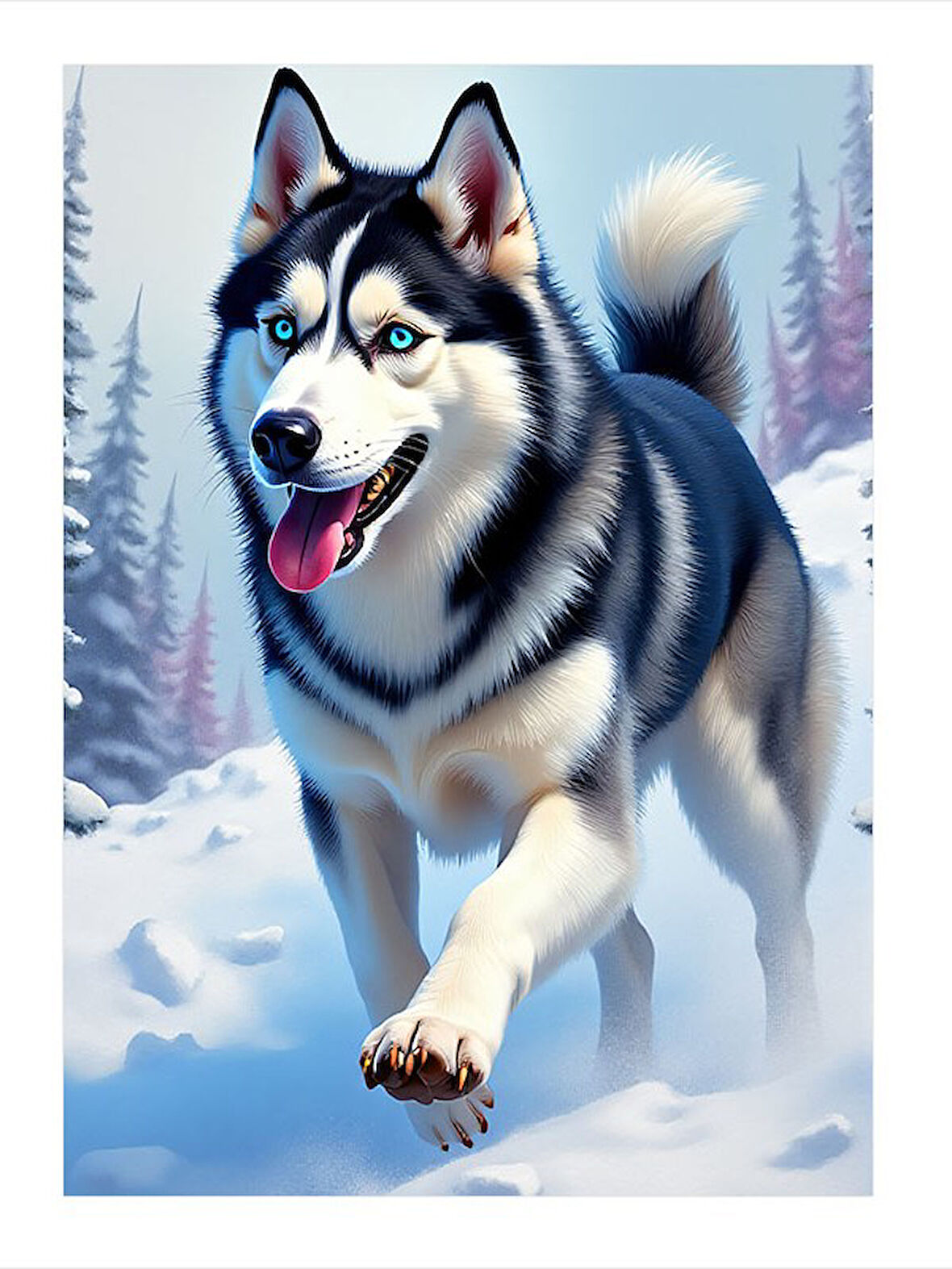 Koşan Husky Köpeği Model Mdf tablo