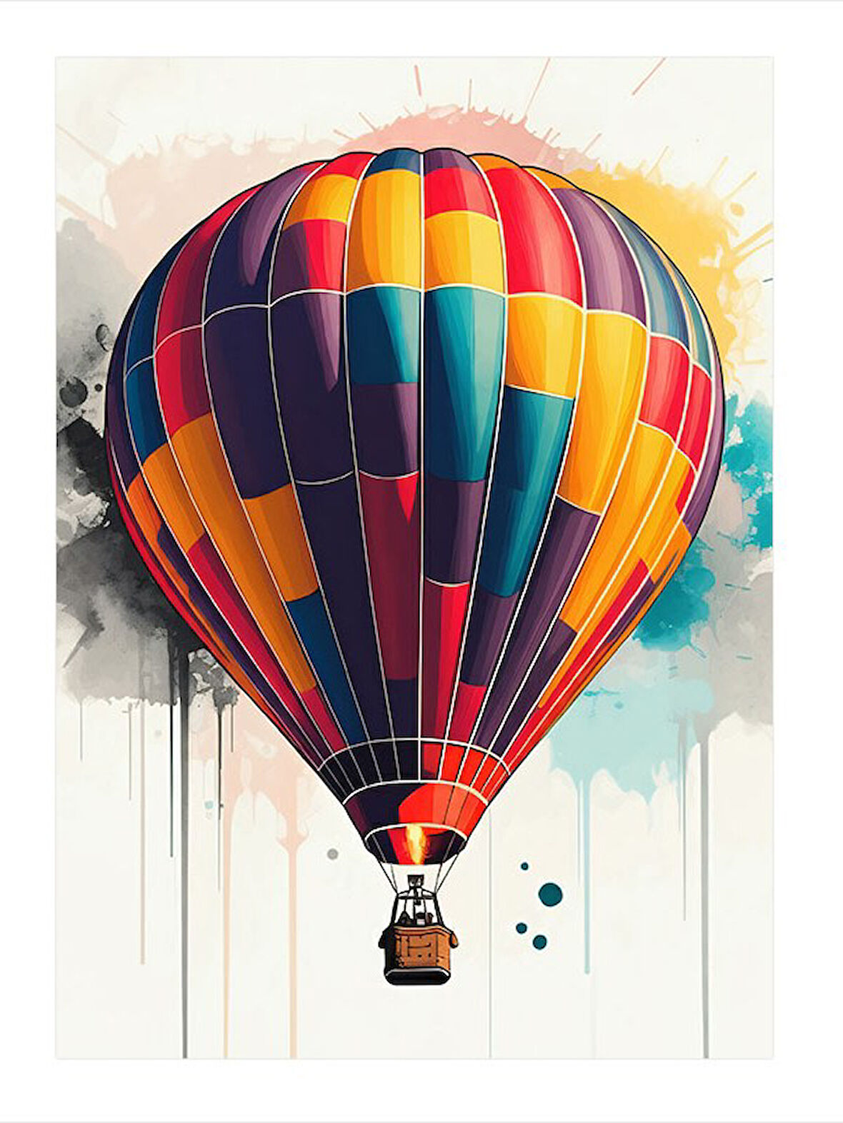 Renkli Sıcak Hava Balonu Tasarım Mdf Tablo