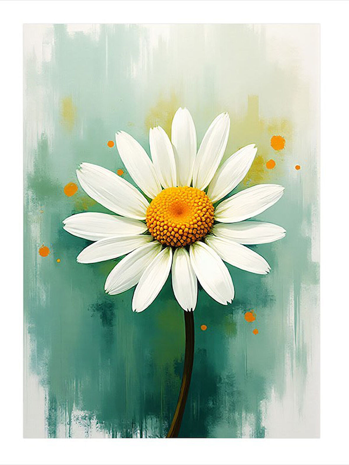 Renkli Modern Papatya Çizimi Desenli Mdf Tablo