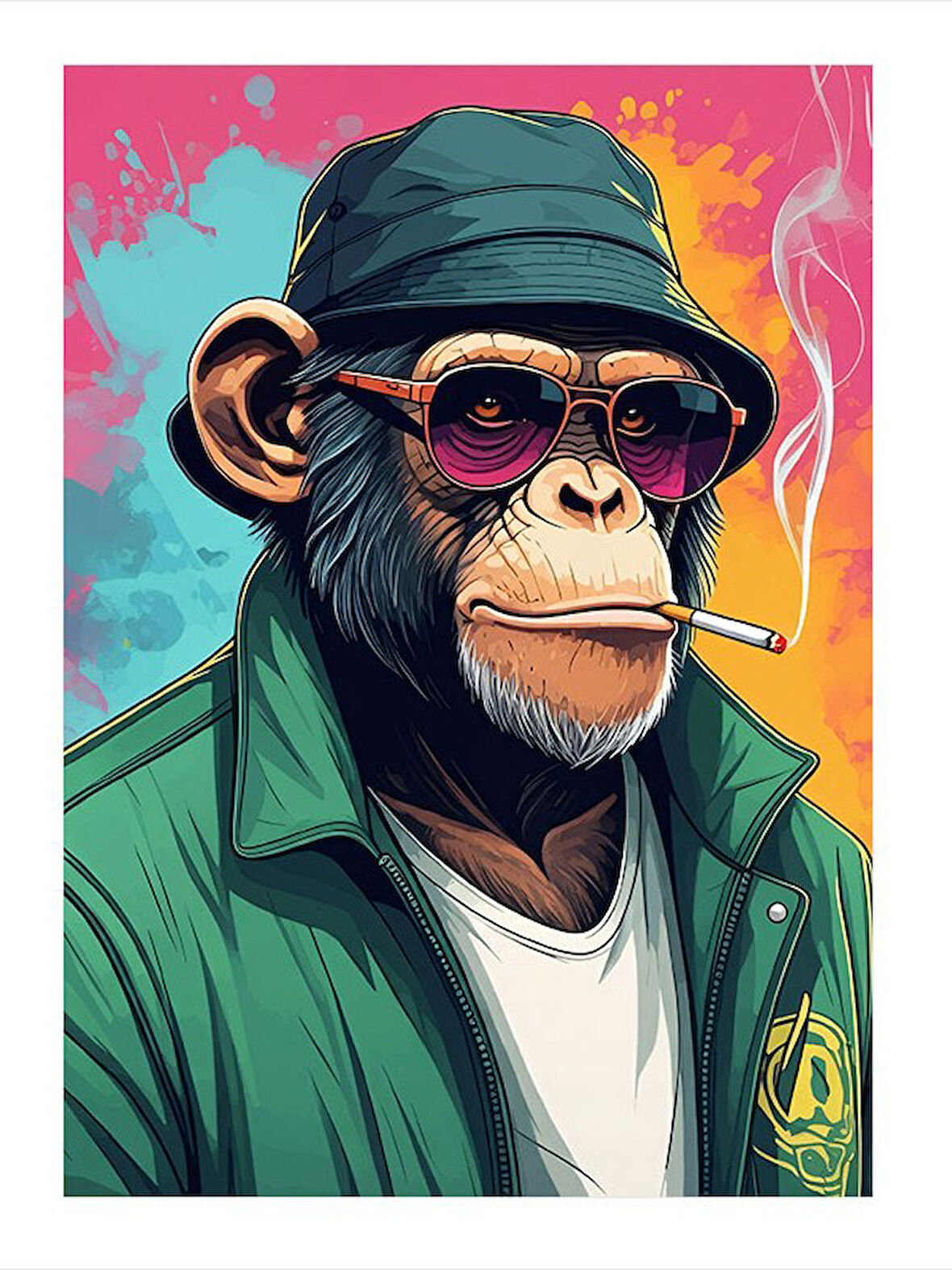 Şapkalı Maymun Mdf Tablo