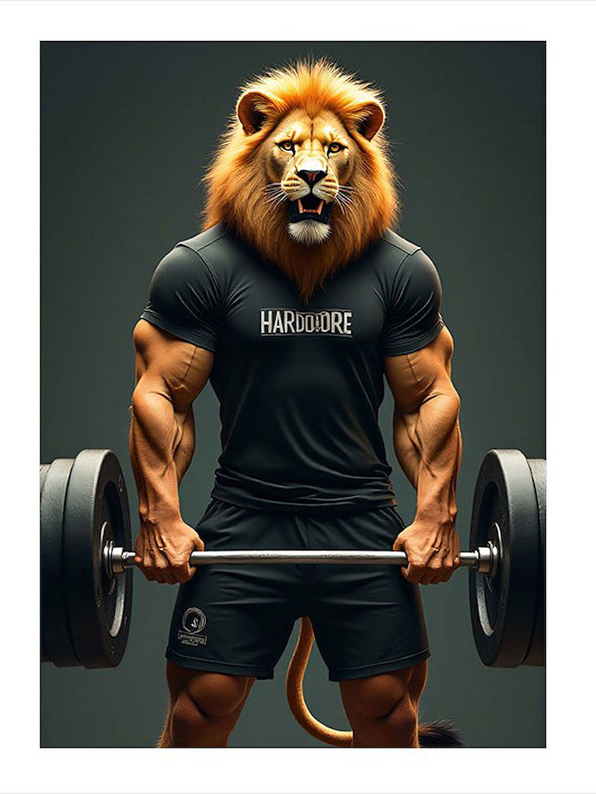 Ağırlık Kaldıran Aslan Mdf poster