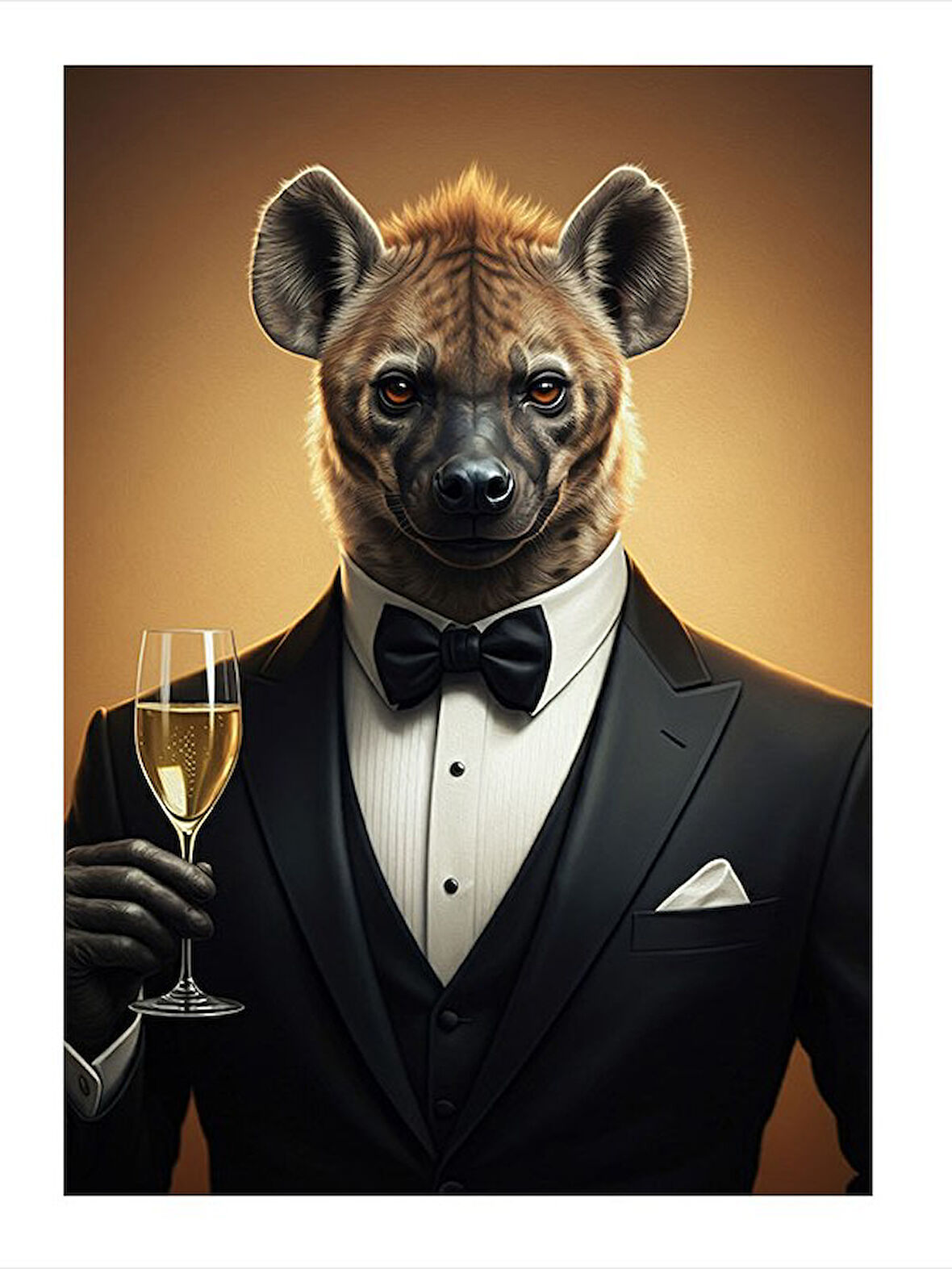 Şık Kıyafetli Sırtlan Şarapla Mdf poster