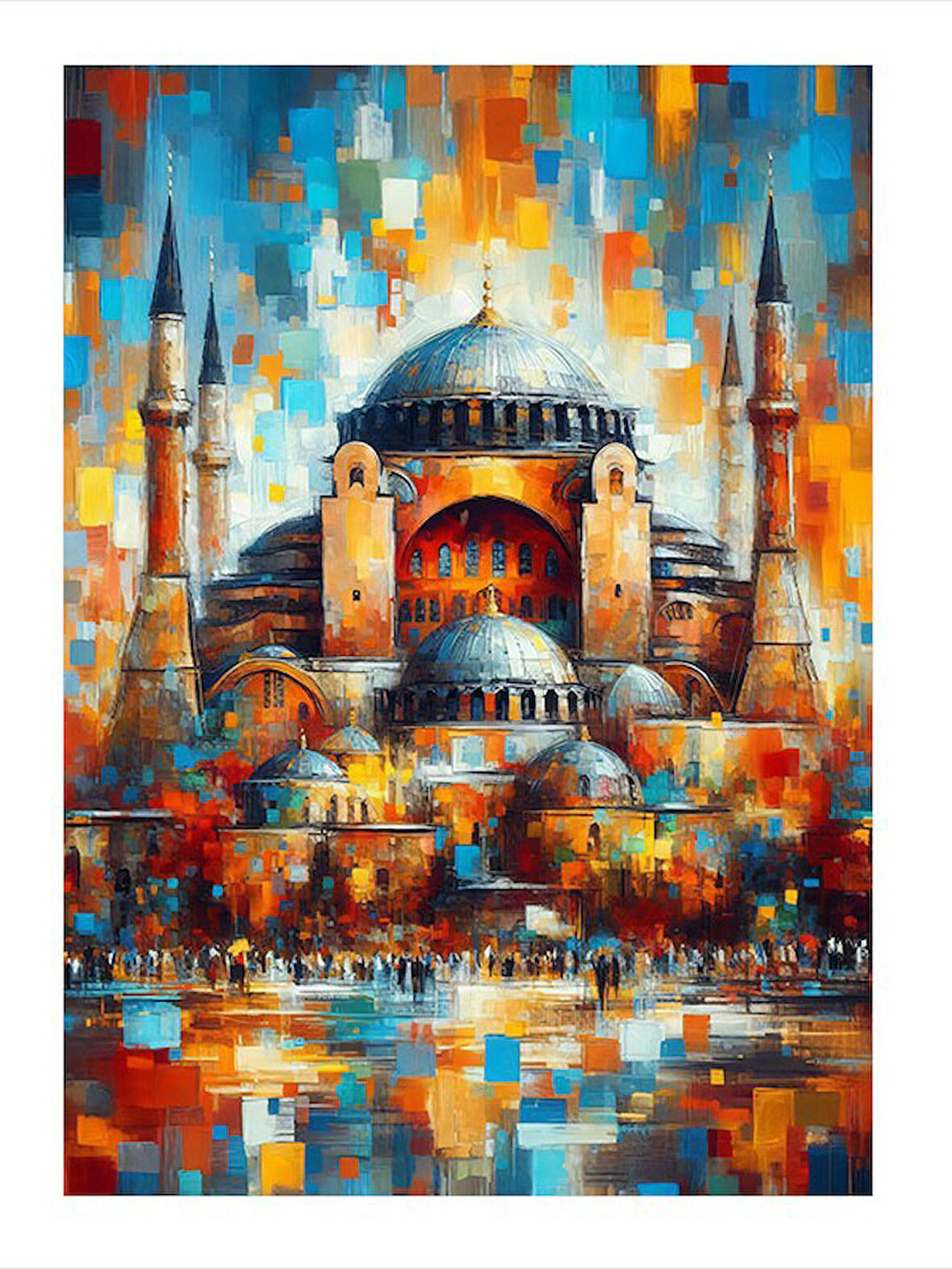 Renkli Camili Tarihi Mekan Modern Ahşap Tablo