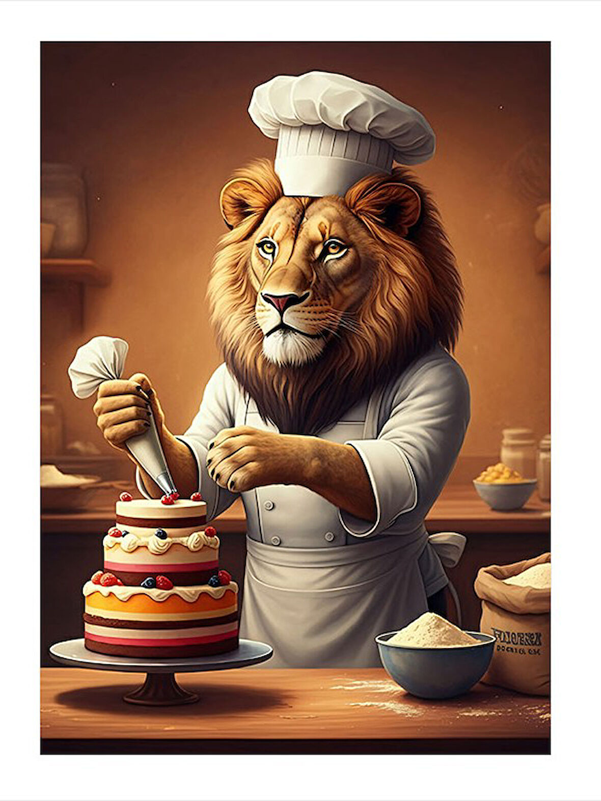 Pasta Yapan Aslan Şef Hediyelik Ahşap Tablo