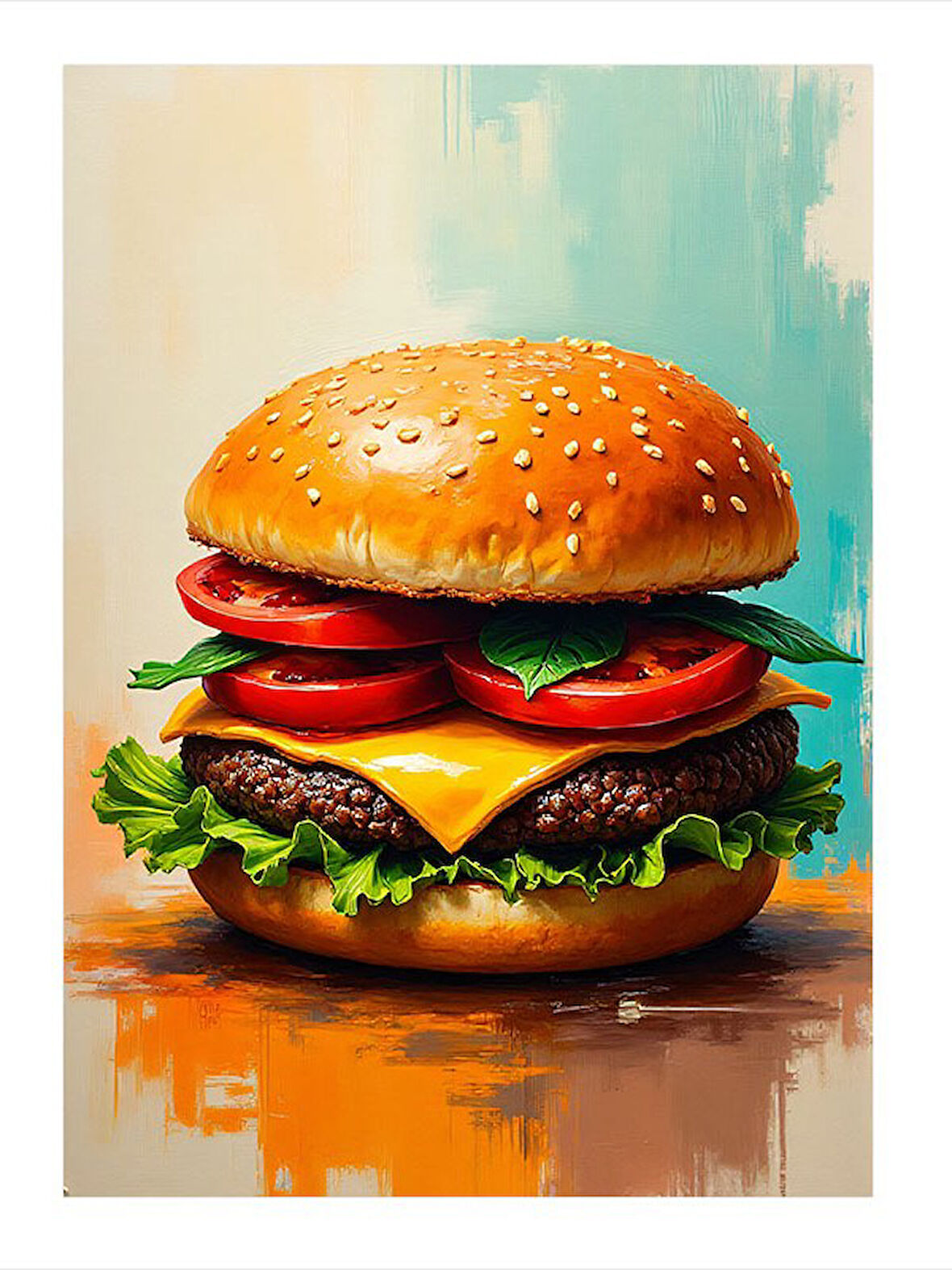 Büyük Boyutlu Burger Dekoratif ahşap Tablo