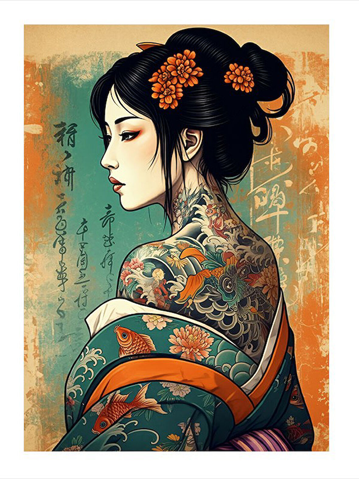 Asya Tarzı Kadın Portresi Dekoratif Mdf Tablo