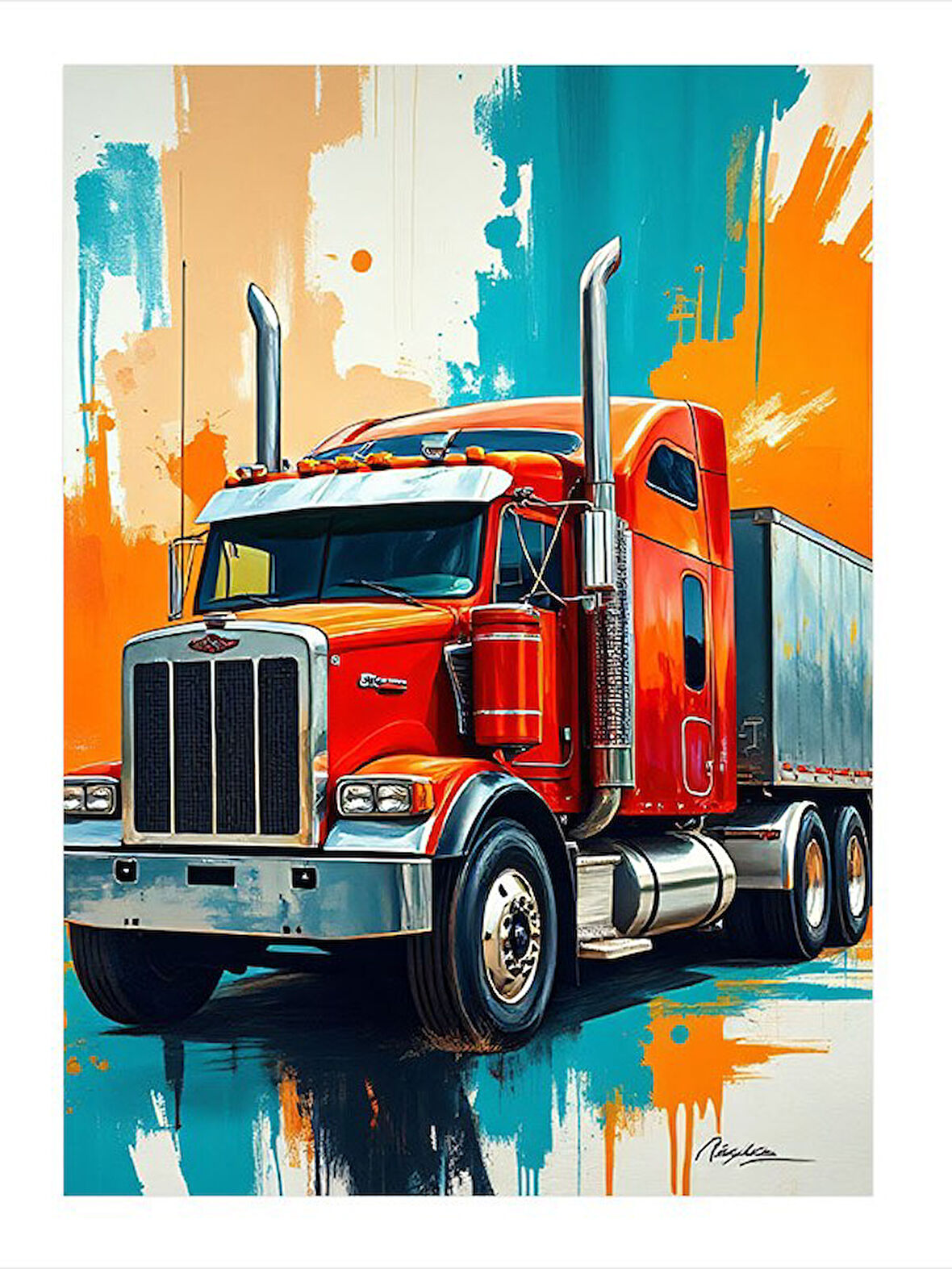 Kırmızı Kamyon Art Mdf Tablo