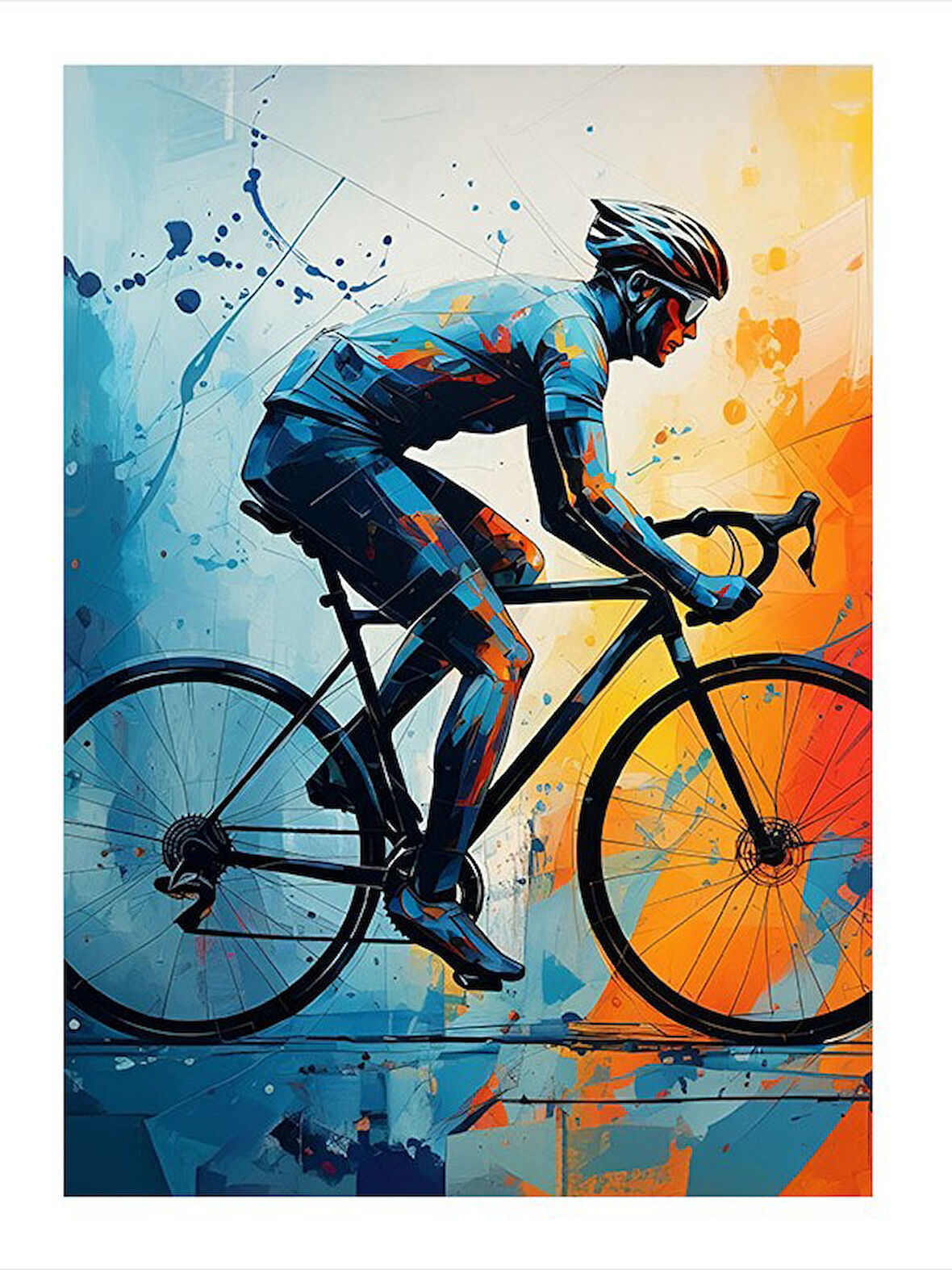 Bisiklet Süren Sporcu Desenli Ahşap Tablo